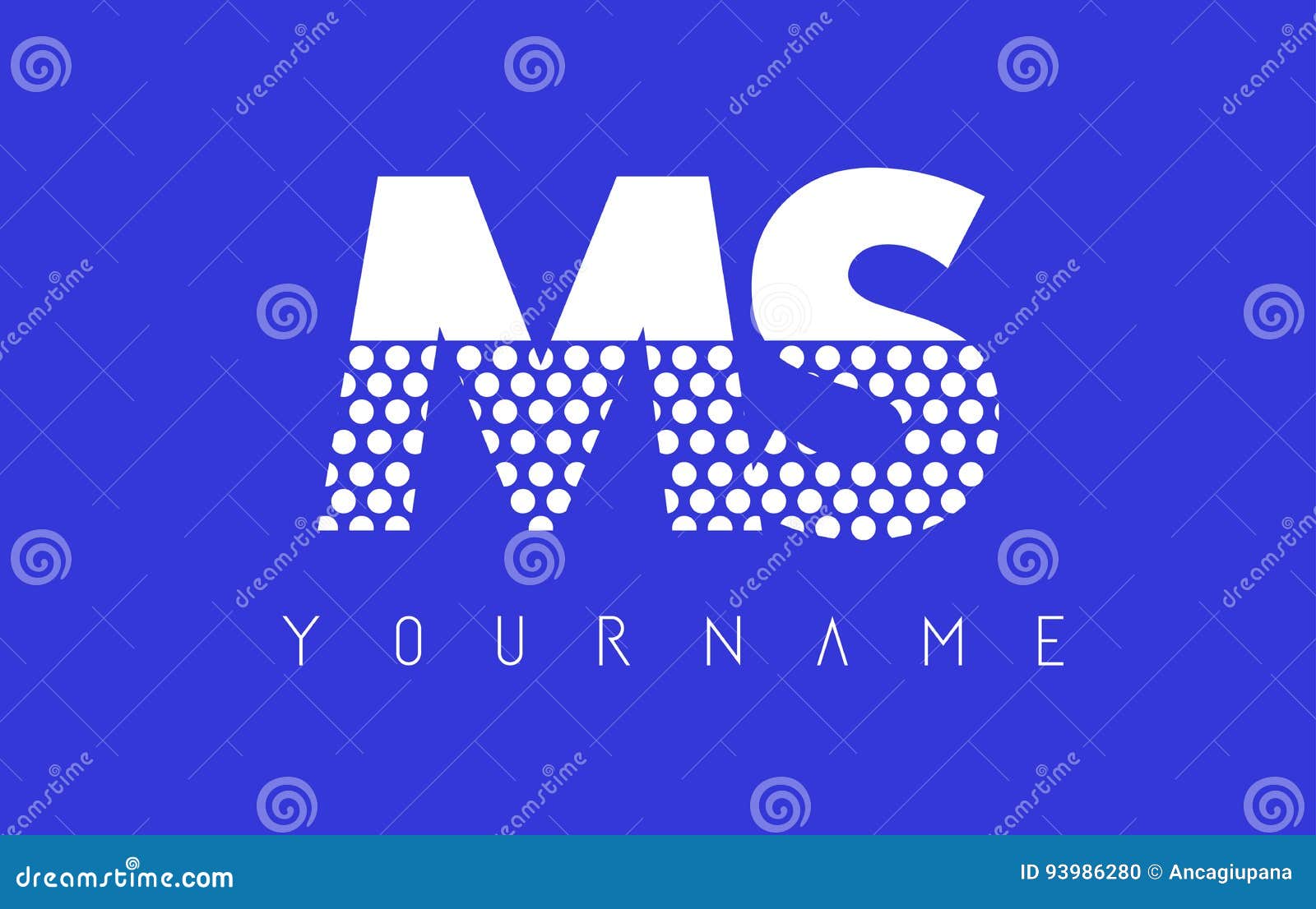 Ms M S Dotted Letter Logo Design With Blue Background Illustration Megapixl