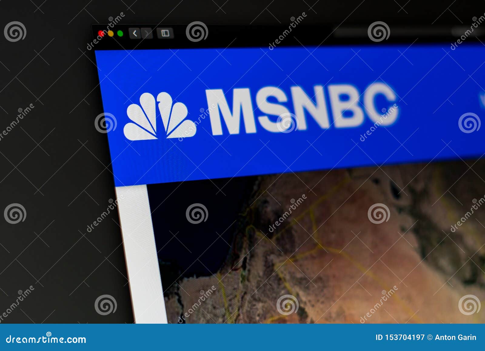 MSNBC Website Homepage. Close Up of MSNBC Channel Logo Editorial