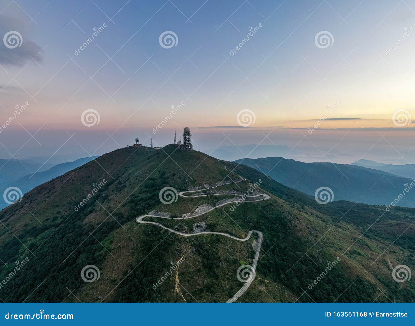 Mt. Dai Mo Shan and Weather Radar Site at Dawn Stock Photo   Image ...
