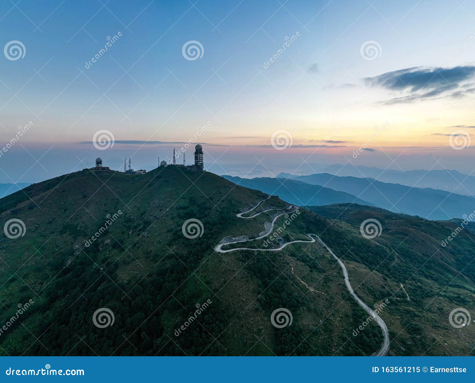Mt. Dai Mo Shan and Weather Radar Site at Dawn Stock Image   Image ...
