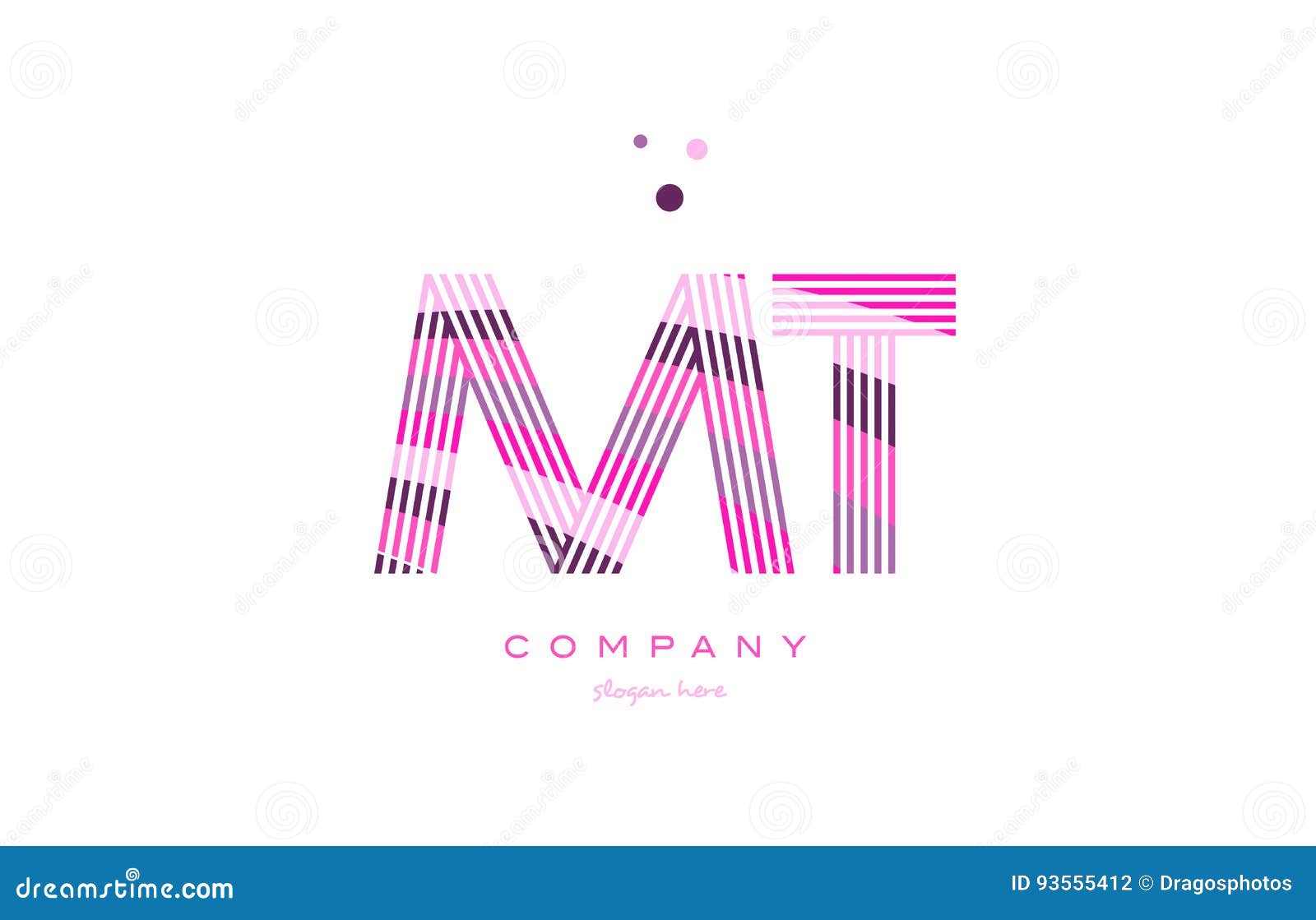 Mt M T Alphabet Letter Logo Pink Purple Line Icon Template Vector