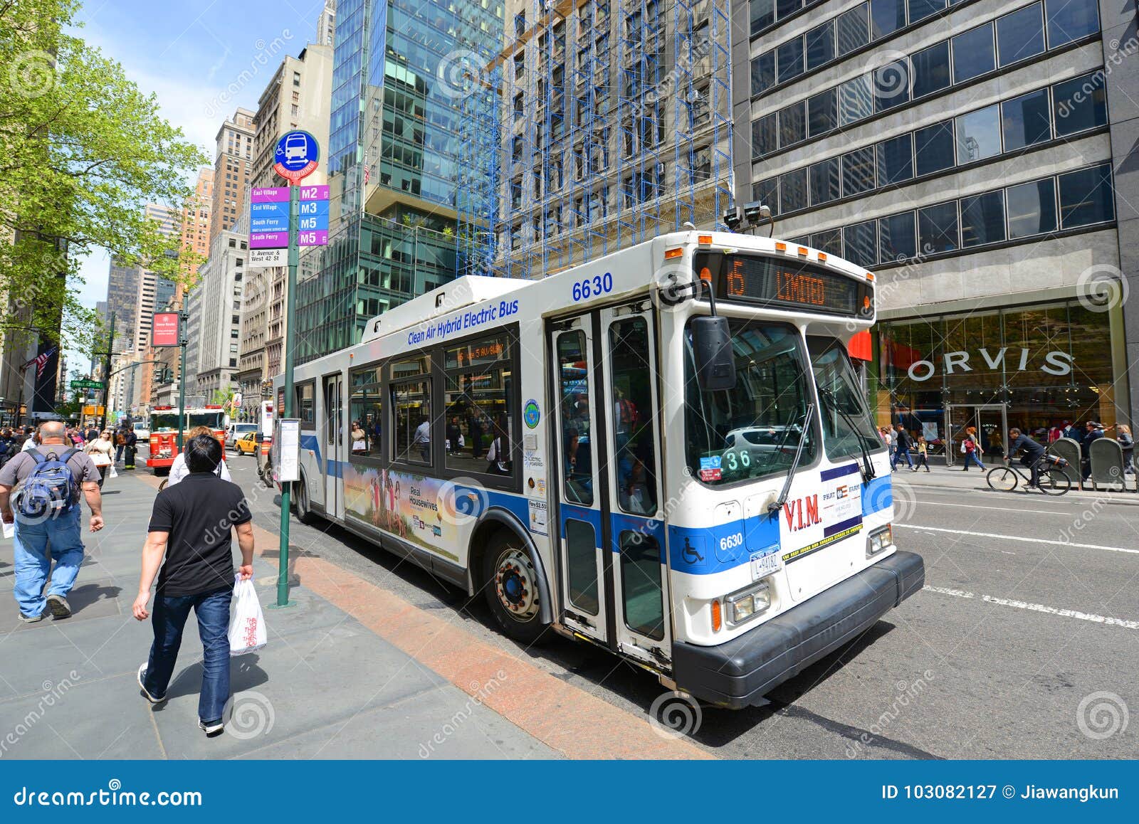 MTA Bus Route 5 on Fifth Ave, NYC, USA Editorial Photography - Image of ...