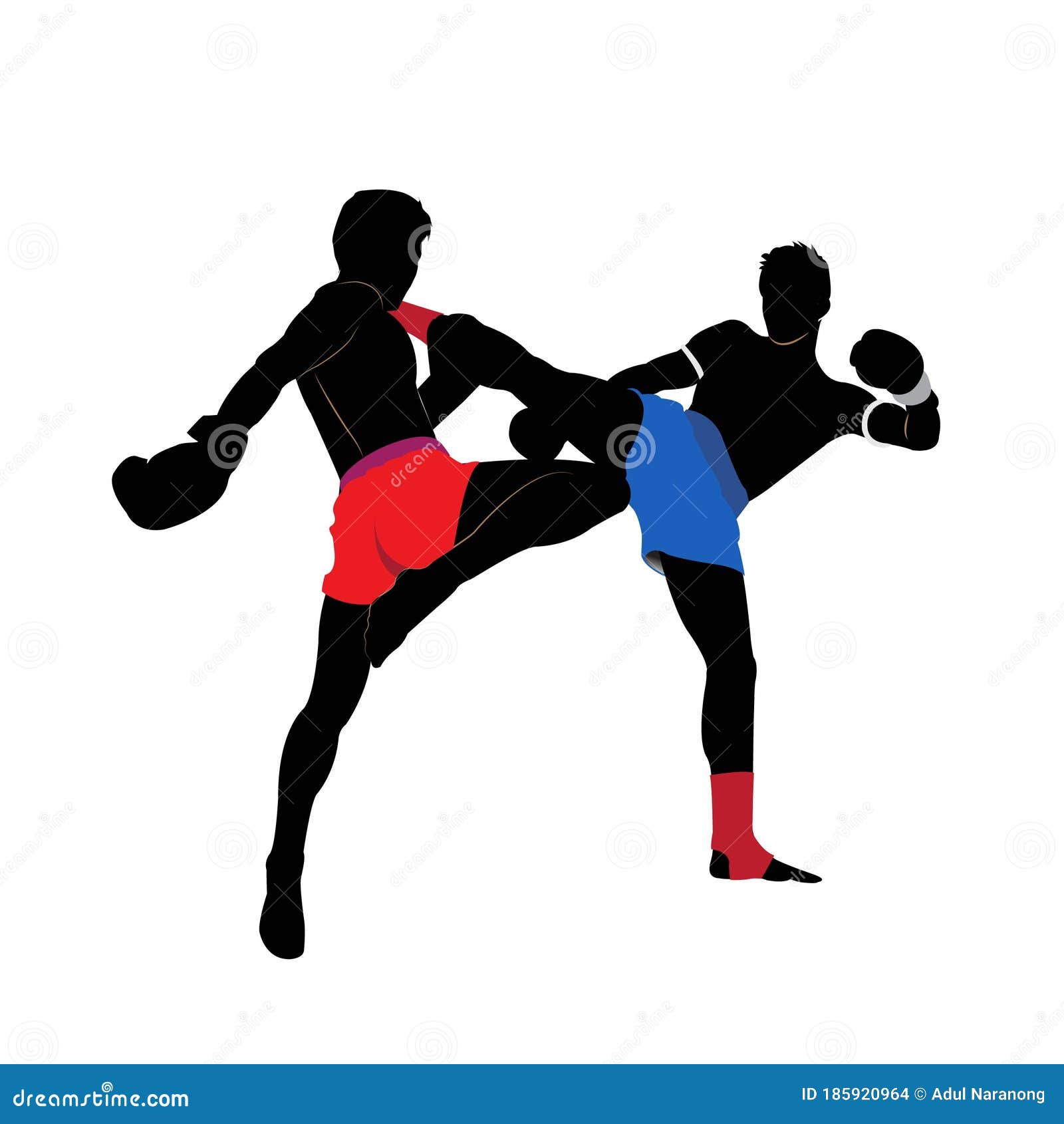 Feudo Santuario tifón Muay Thai Silhouette, Thai Boxing, Kick Boxing Stock Vector - Illustration  of show, blue: 185920964