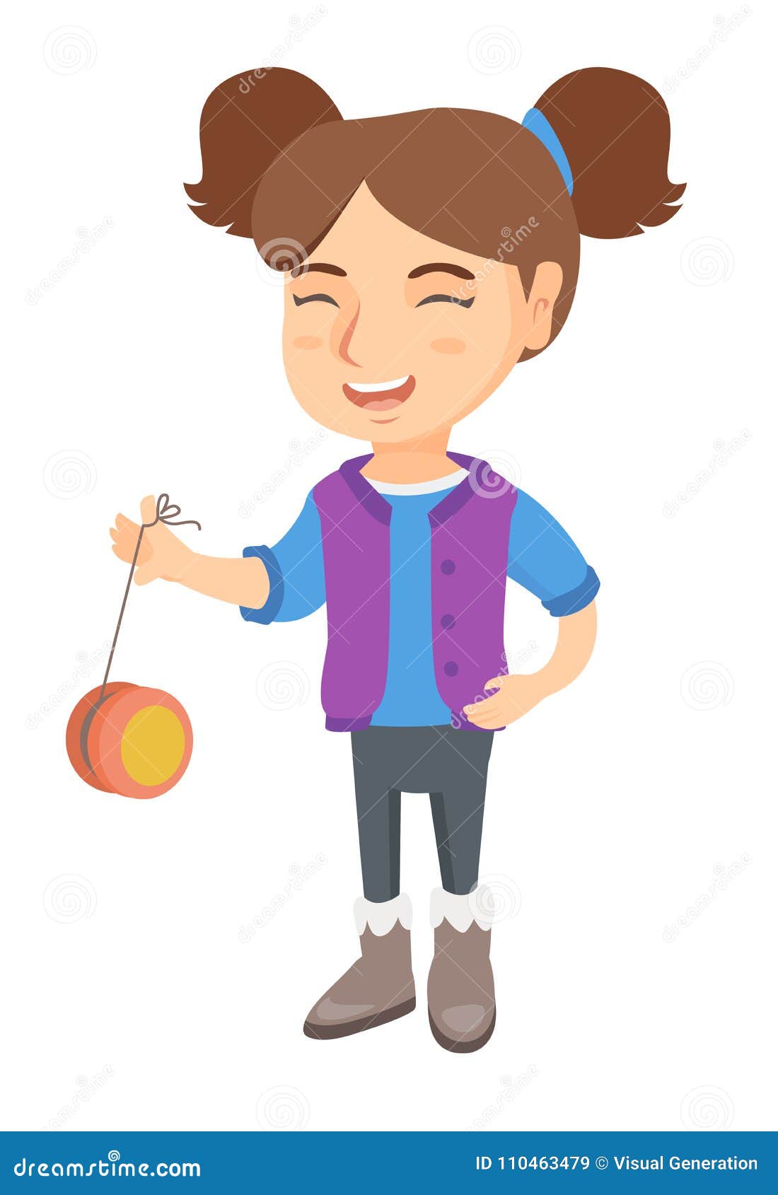 Muchacha Caucásica Que Juega Con El Yoyo Ilustración del Vector