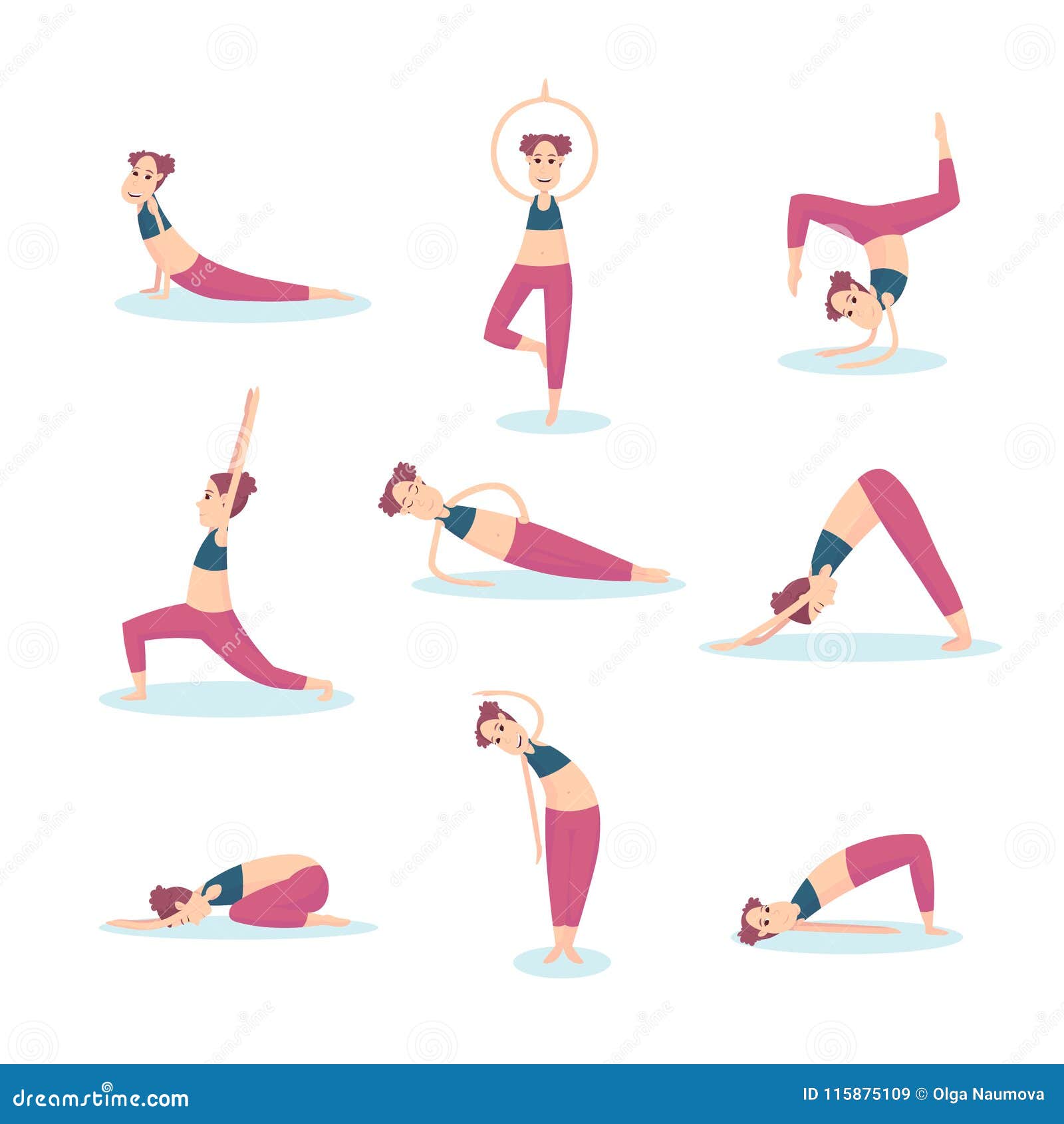 Muchacha Que Practica Yoga Básica De Los Ejercicios Ilustración