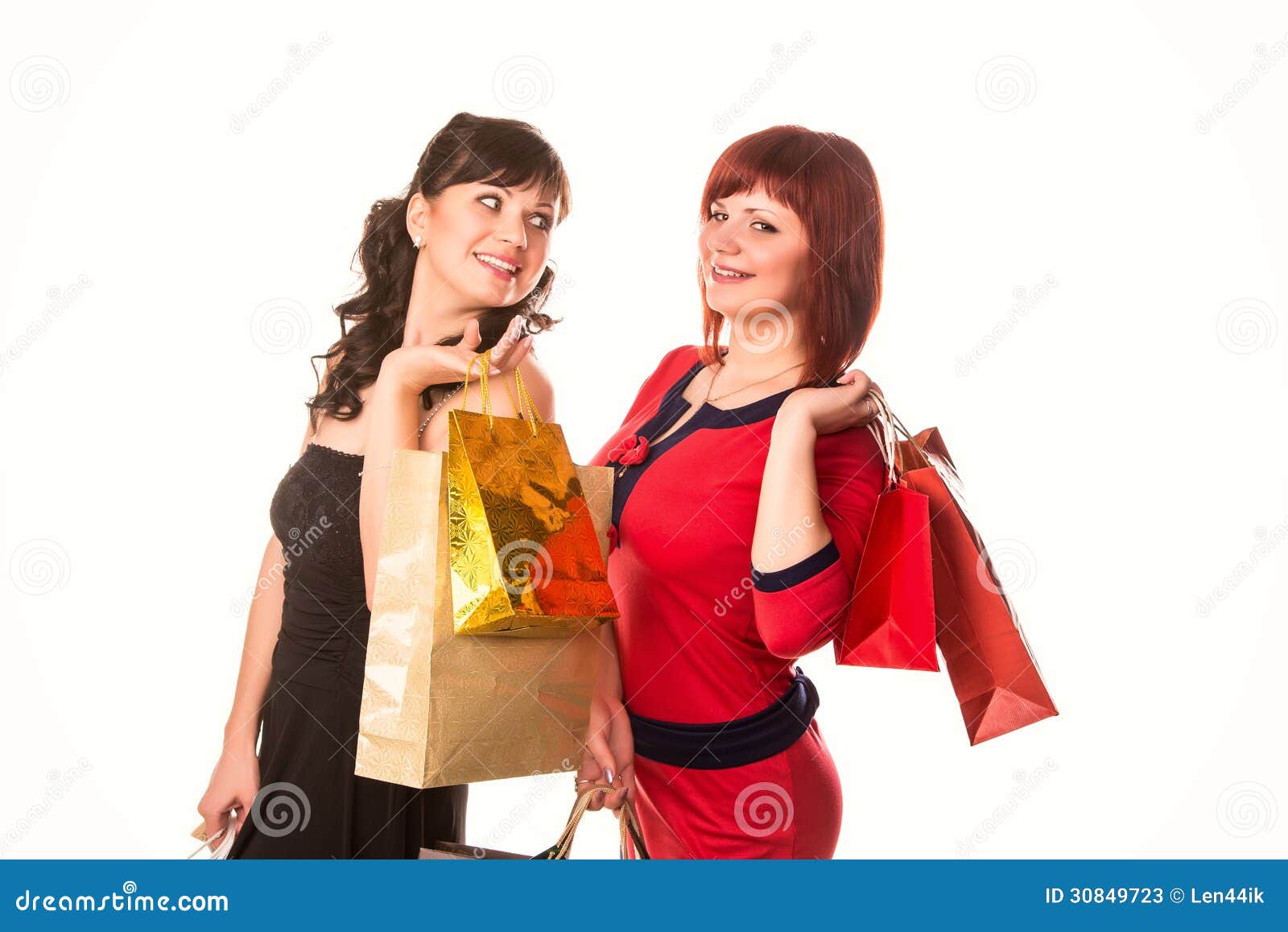 Muchachas Felices Hermosas Con Muchos Bolsos De Compras Concepto De Las Compras Imagen De 5951