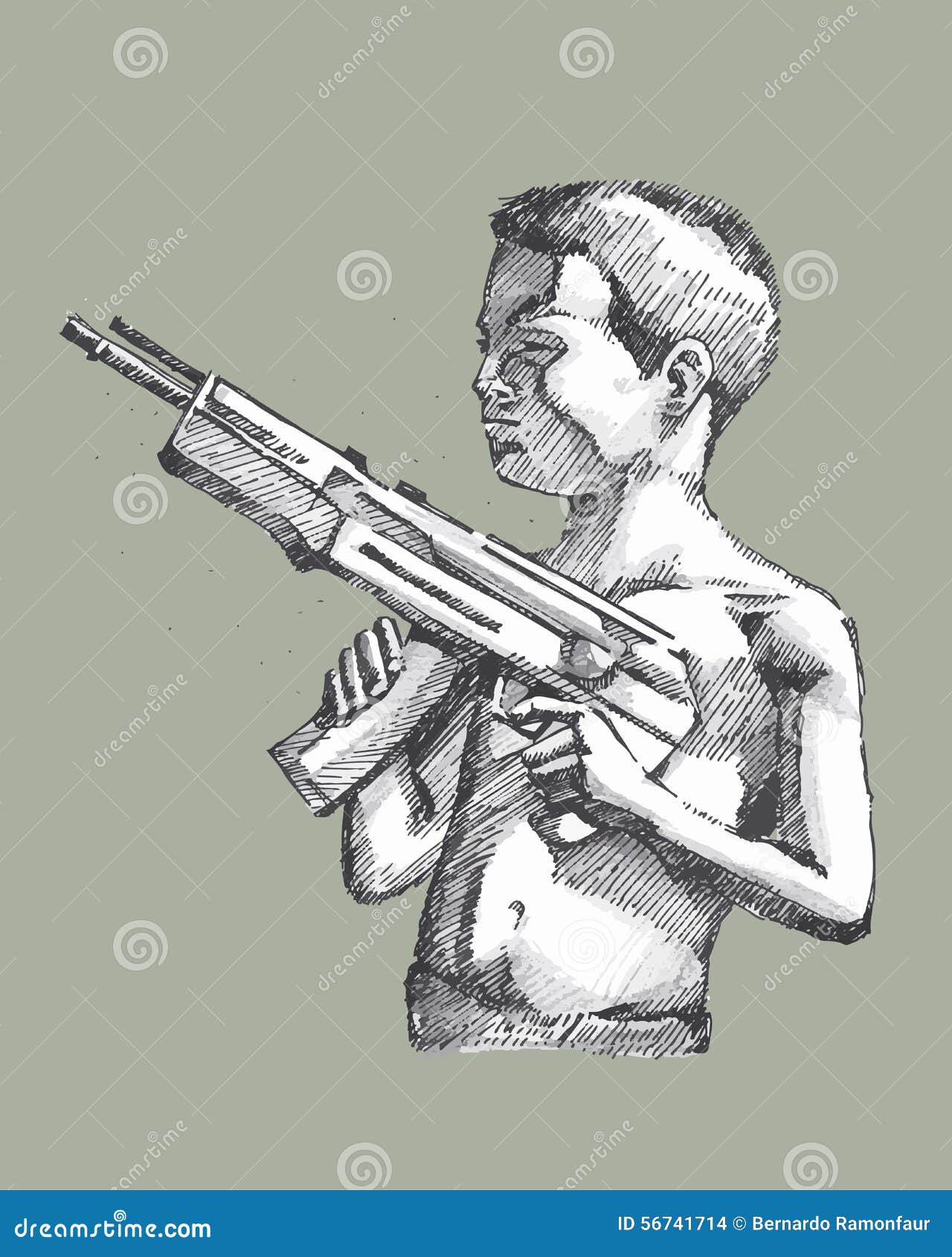 Man with rifle drawing dicks