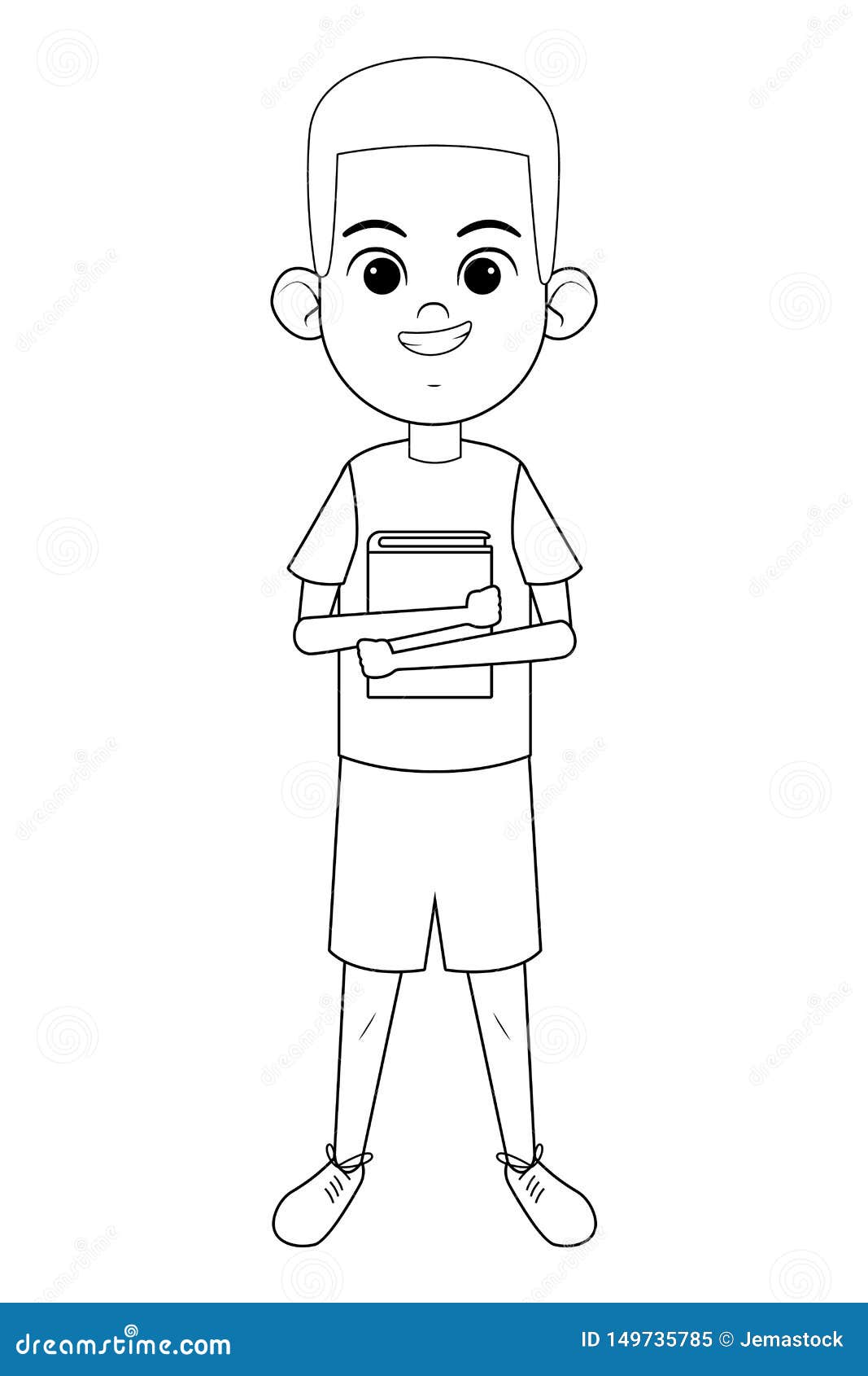 Muchacho Joven Con Un Libro Blanco Y Negro Ilustración del Vector -  Ilustración de avatar, aprenda: 149735785