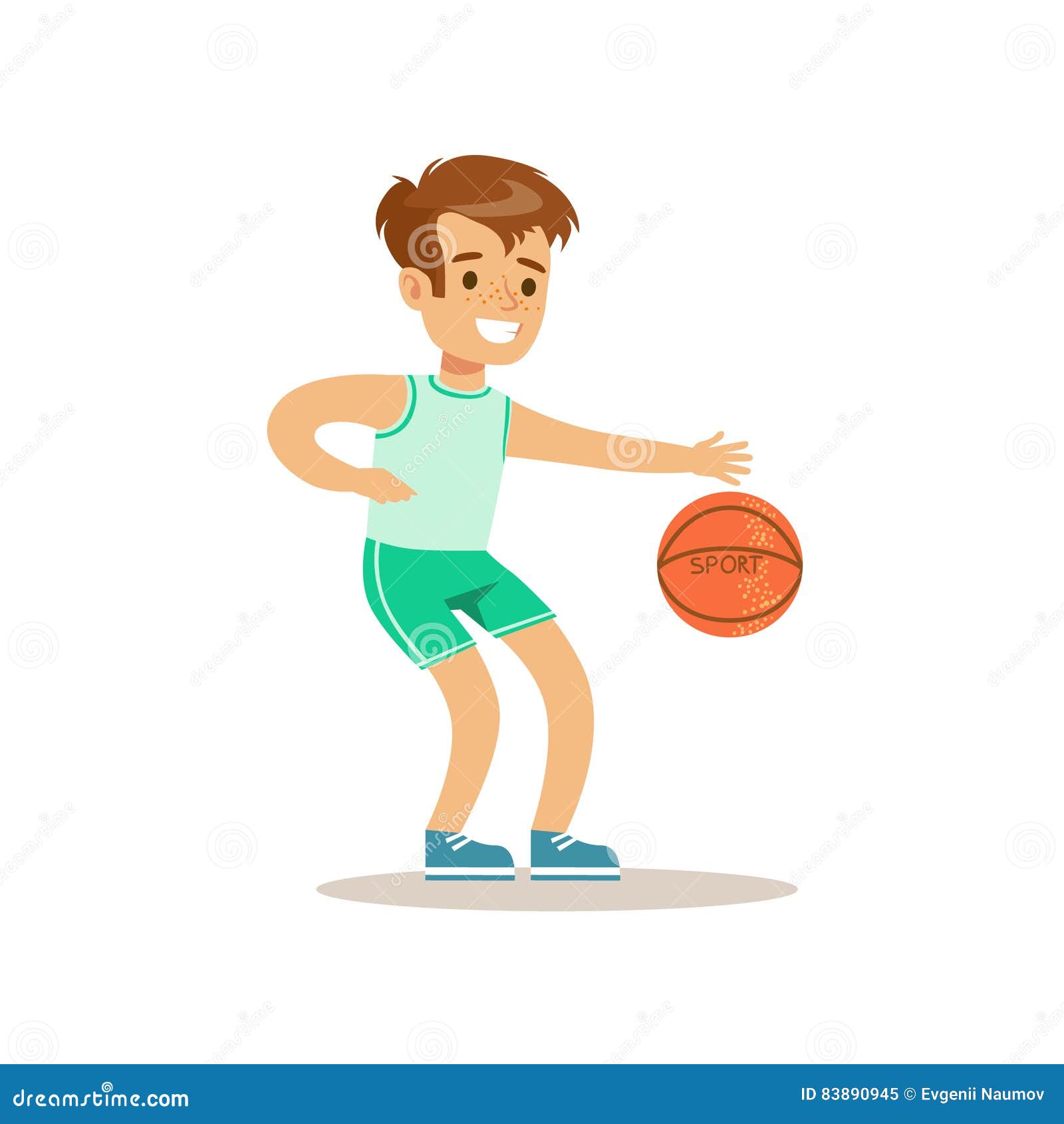 Muchacho Que Juega Al Baloncesto, Niño Que Practica Diversos Deportes Y  Actividades Físicas En Clase De La Educación Física Ilustración del Vector  - Ilustración de bola, cabrito: 83890945