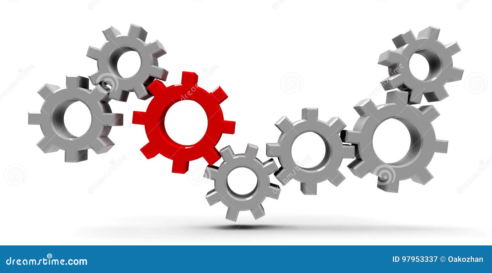 Muchos Engranajes Con El Engranaje Rojo Stock de ilustración - Ilustración  de potencia, concepto: 97953337, image size:1600x890