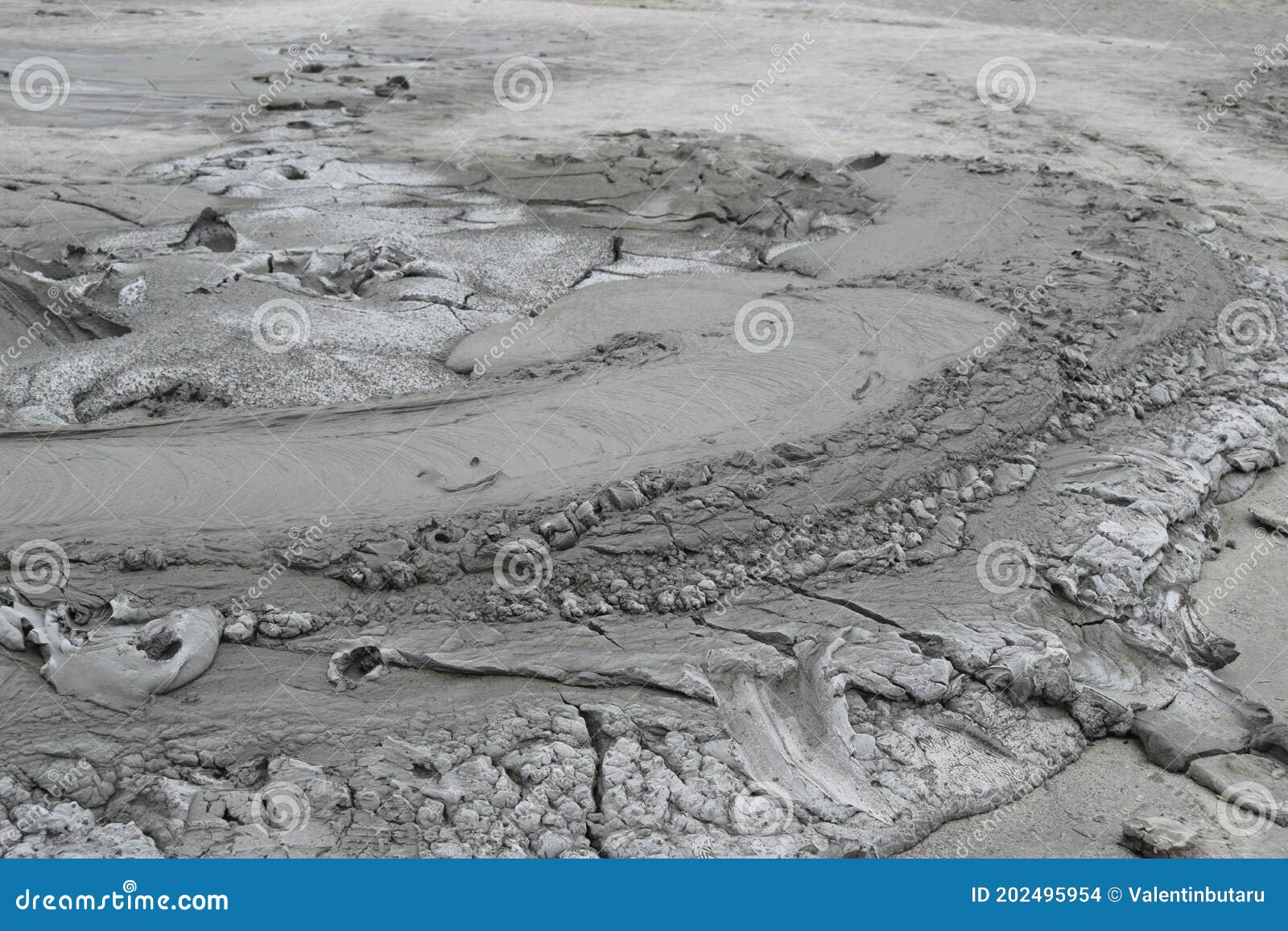 Mud Liquid Flowing from Mud Volcano, at Paclele Mari Mud Volcanoes in