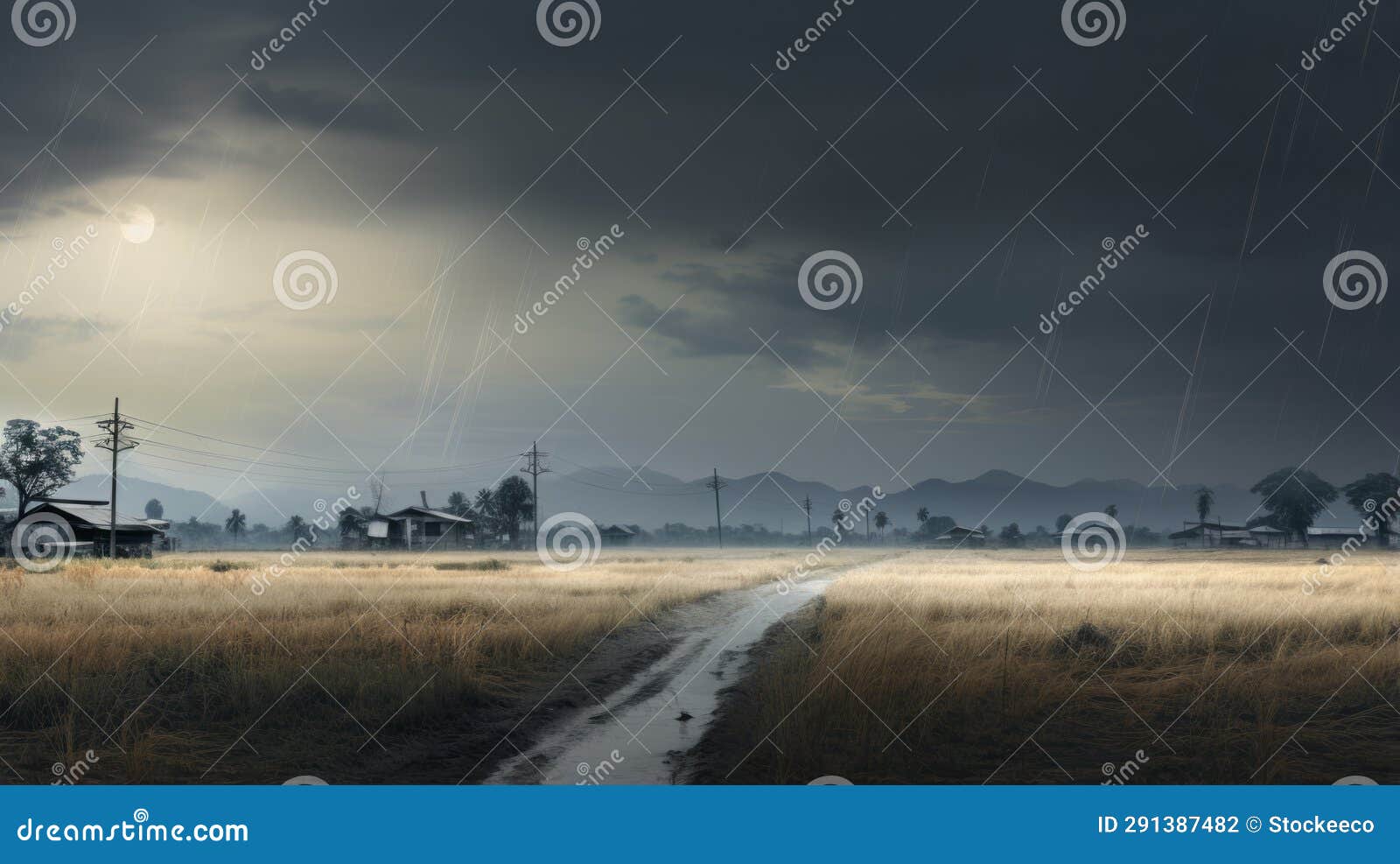 scenic images of stormy rural landscapes with emergency lighting