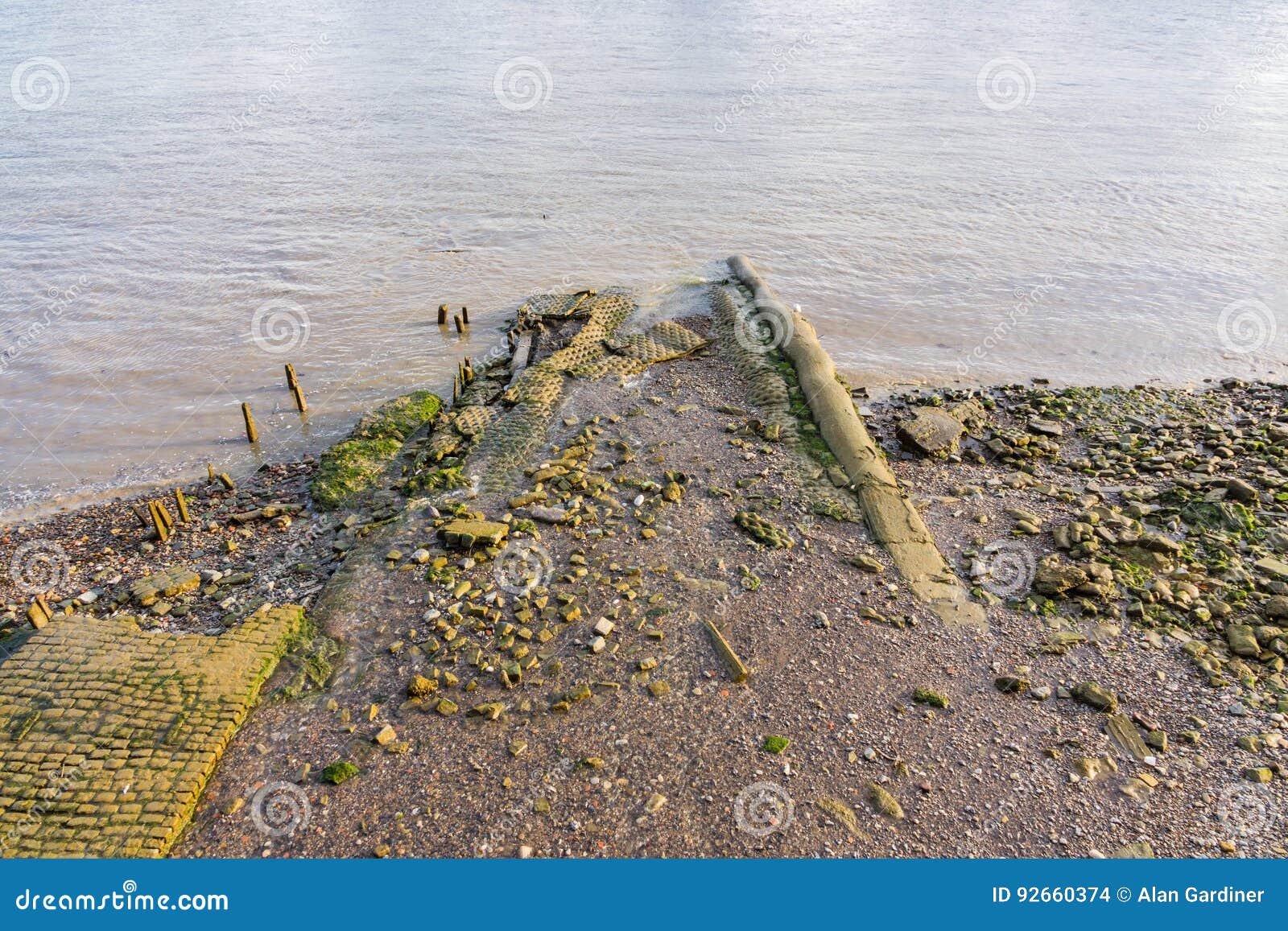 Muddy Riverbank at Low Tide on the River Thames Stock Photo Image of
