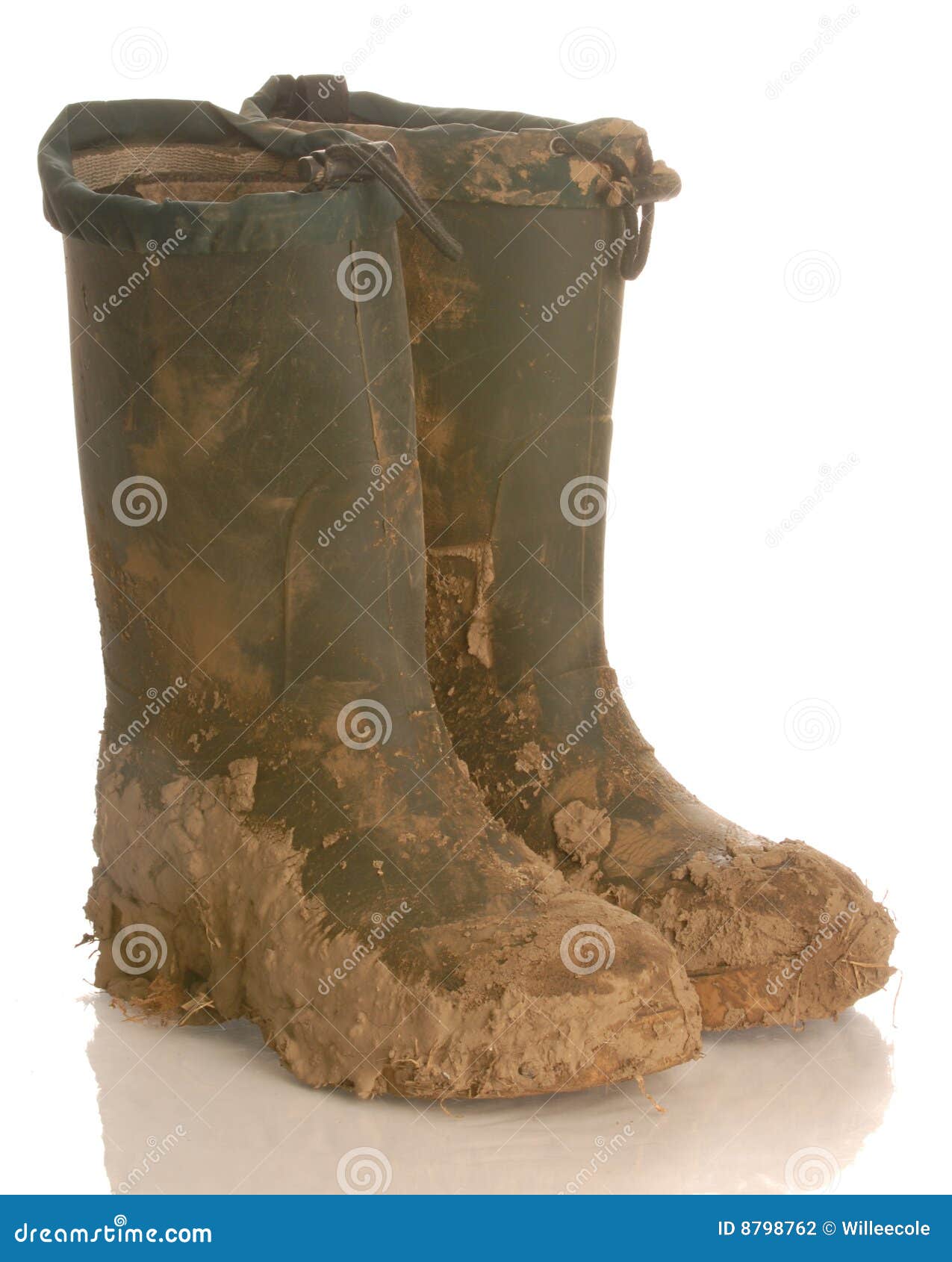 muddy rubber boots