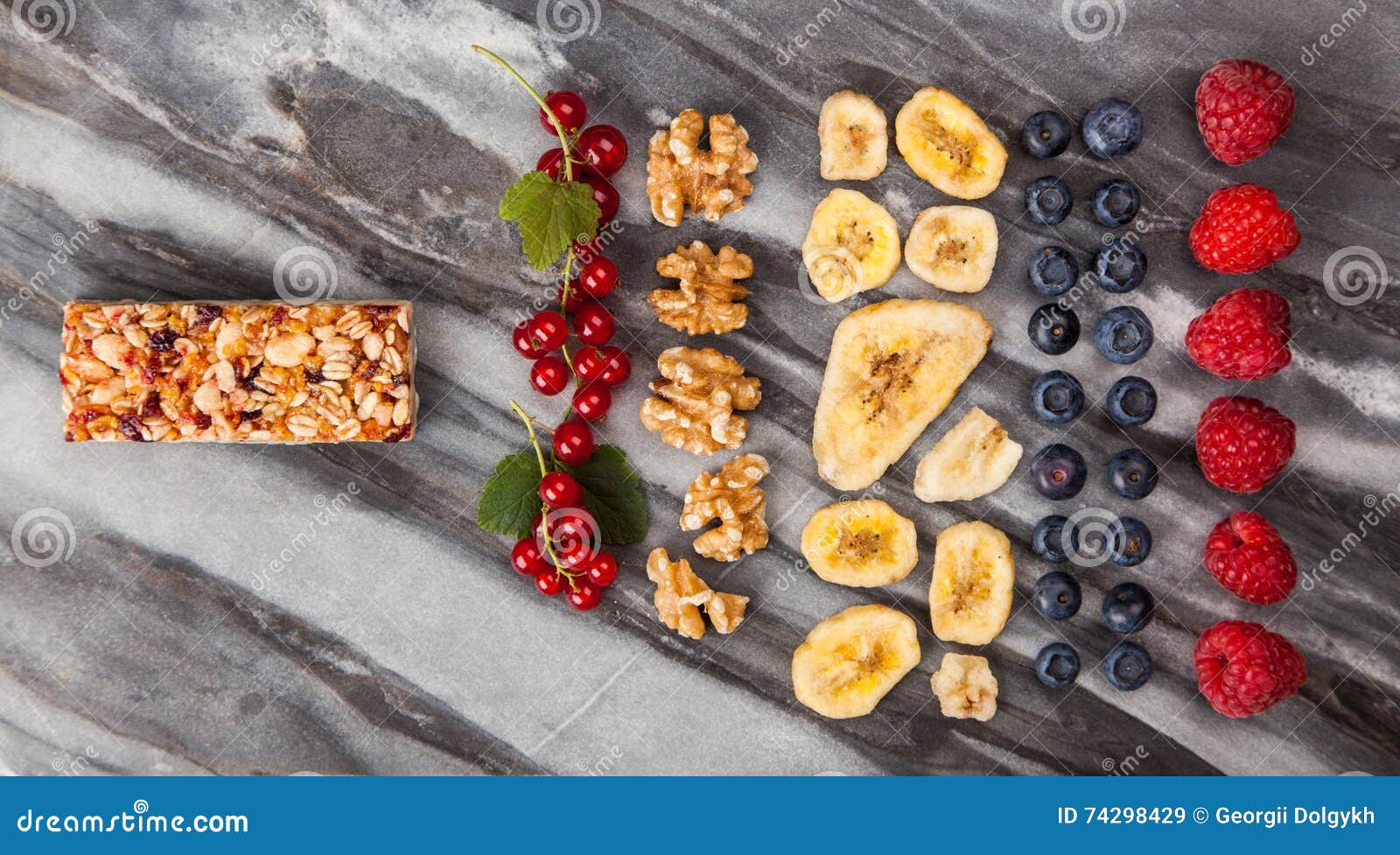Muesli bar with berries stock image. Image of milk, board 74298429