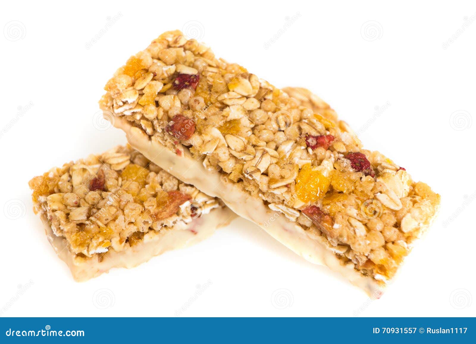 Muesli Bars with Dried Fruit on Isolated Background Stock Image Image