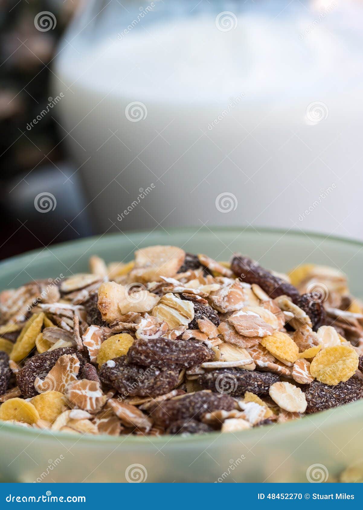 Muesli Breakfast Indicates Cereal Natural and Milk Stock Photo Image