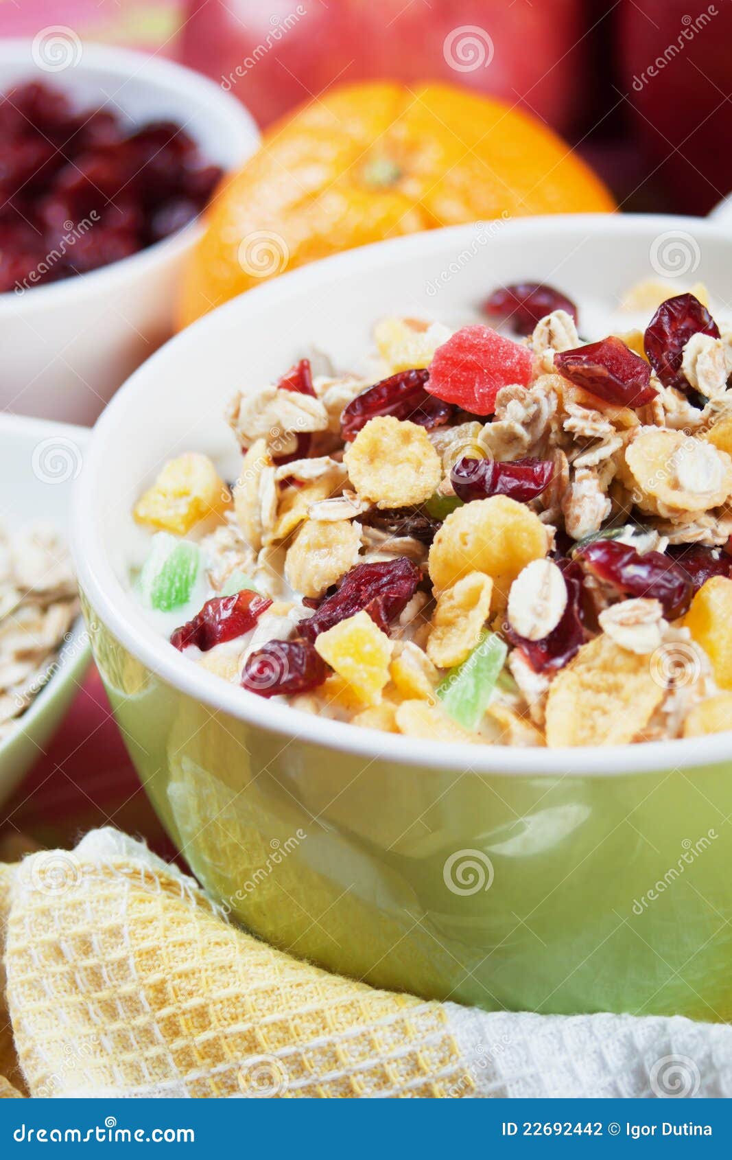Muesli Del Cereal Con Frutos Secos Foto de archivo Imagen de escamas