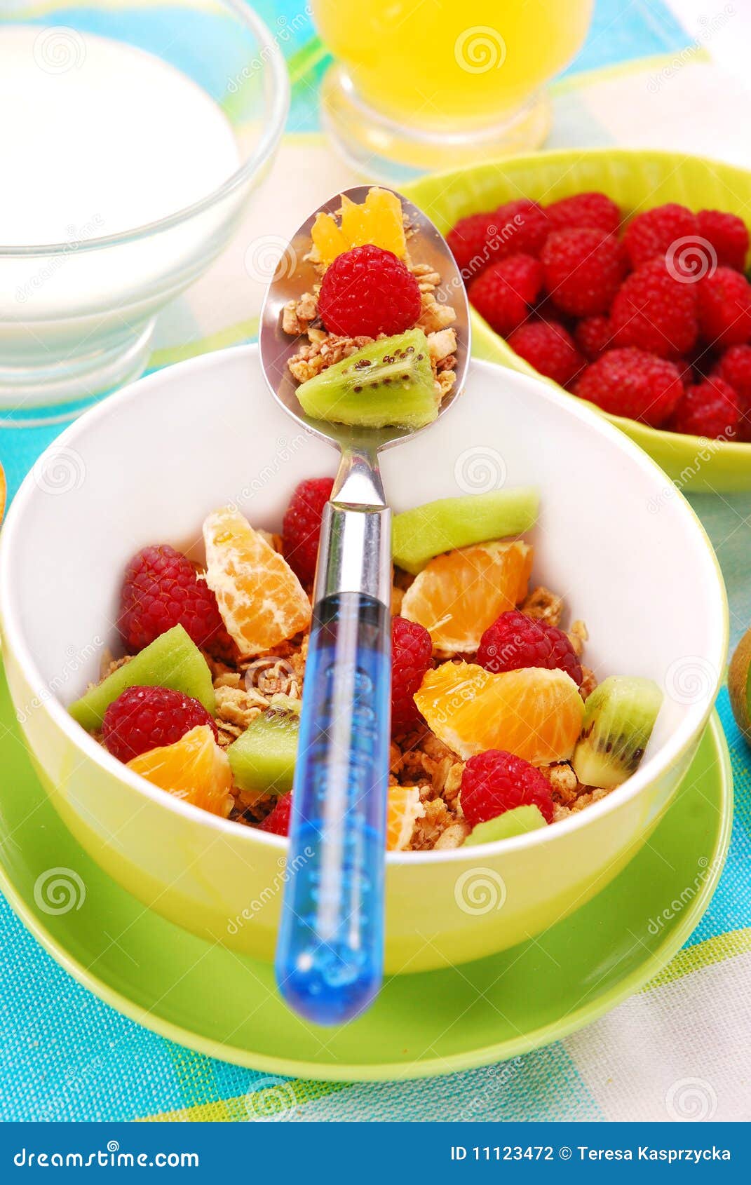 Bowl of muesli with fresh fruits as diet food