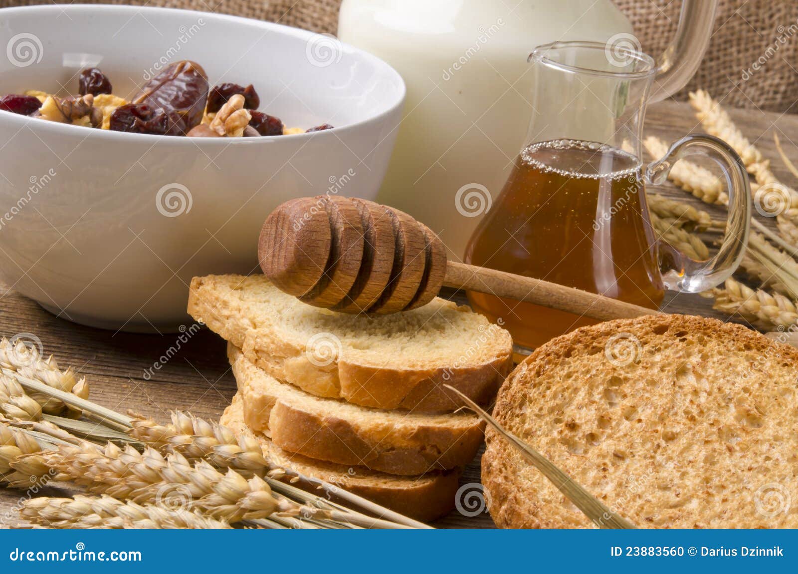 Muesli with milk and rusk stock photo. Image of fruit 23883560