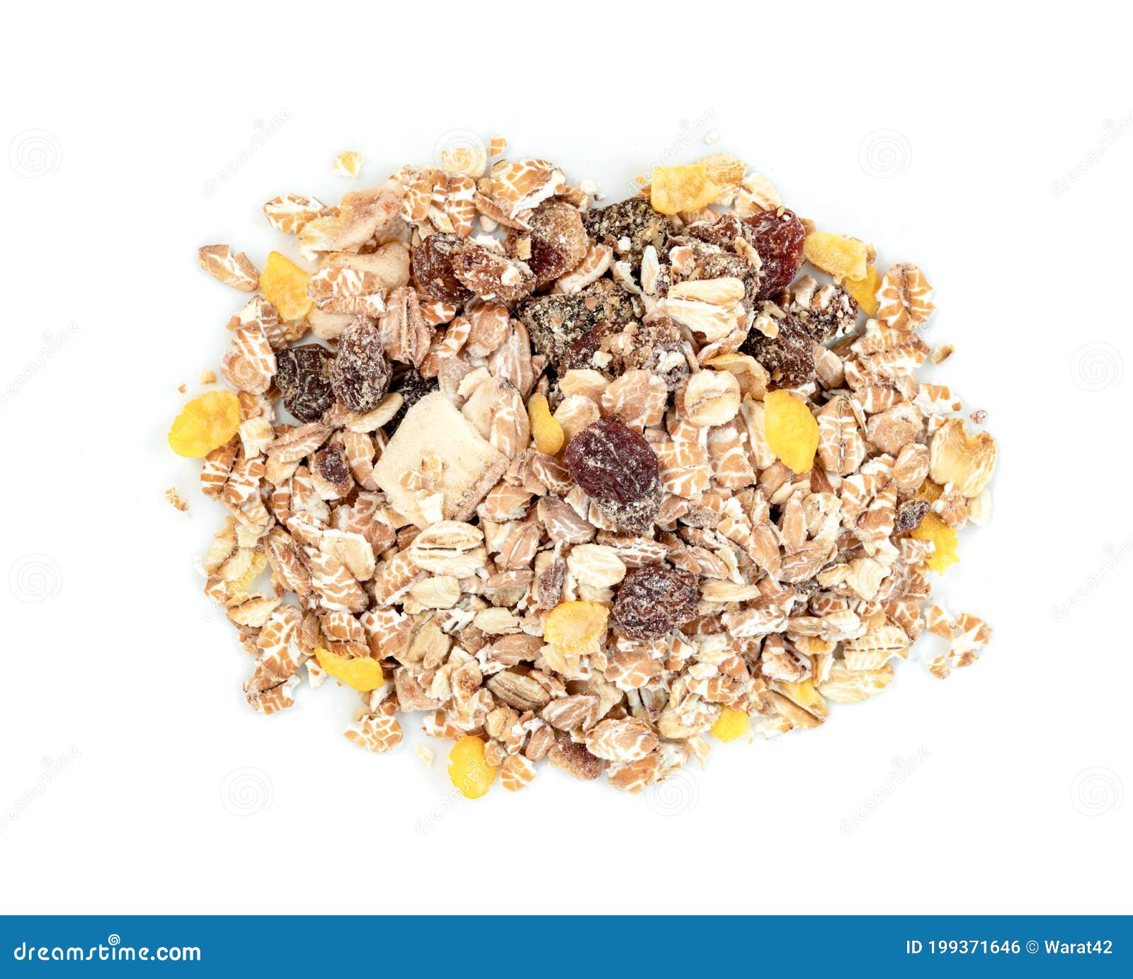 Muesli Multi Fruit Isolated on White Background Stock Photo Image of