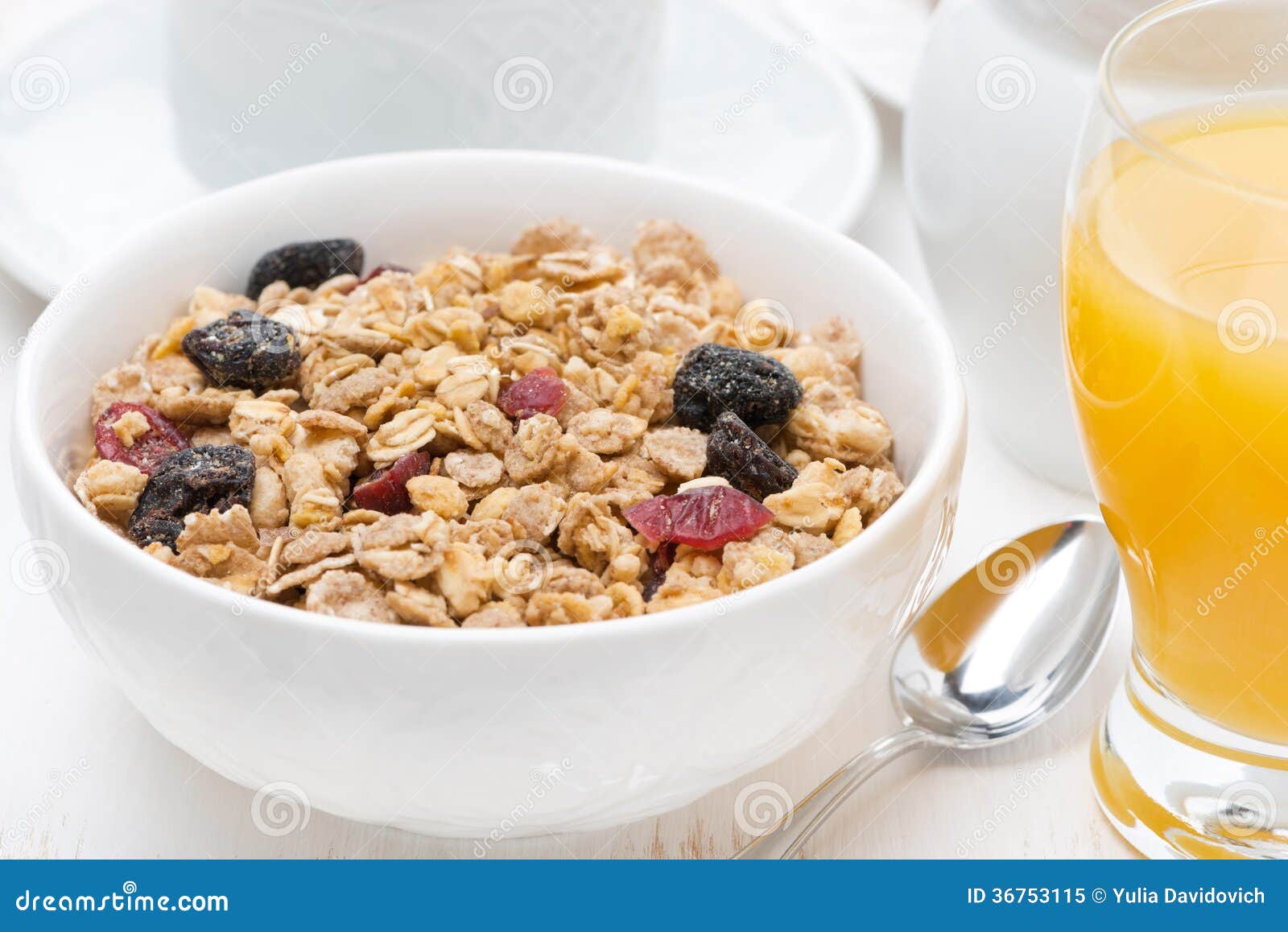 Muesli and Orange Juice for Breakfast Stock Image Image of piece