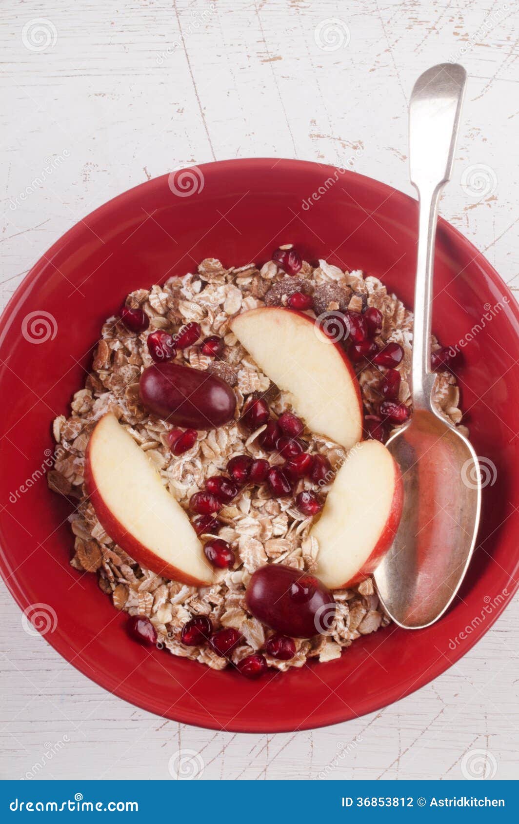 Muesli with Pomegranate Seed and Apple Slice Stock Photo Image of