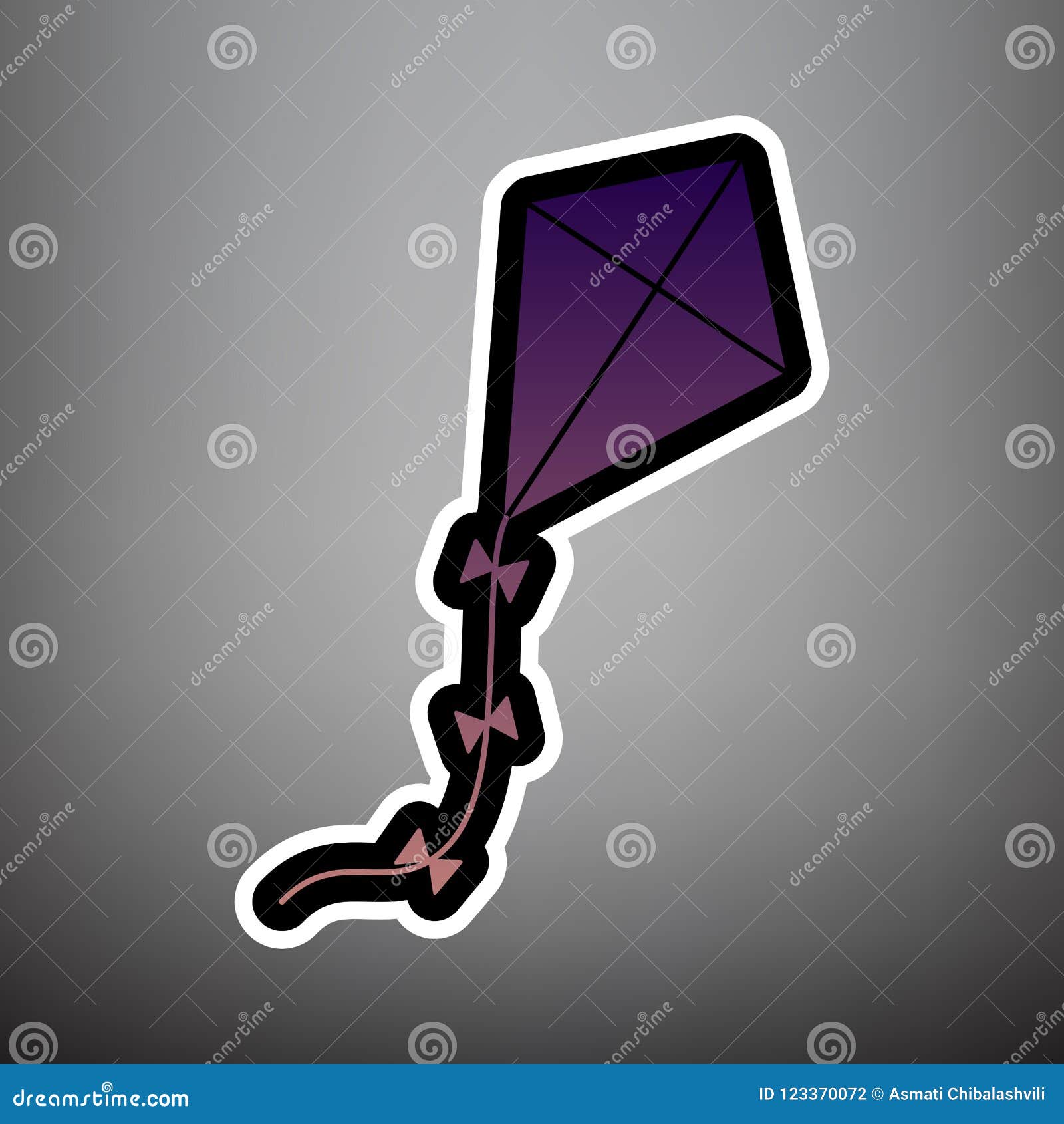 Muestra de la cometa Vector Icono violeta de la pendiente con lin blanco y negro