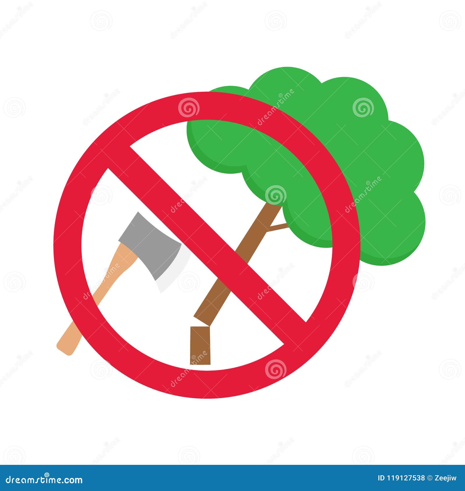 Muestra Redonda De La Prohibición Ninguna Tala De árboles Ilustración del  Vector - Ilustración de travieso, cubo: 119127538