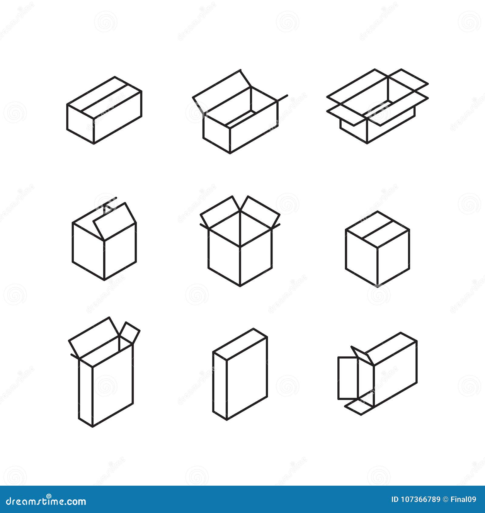 Muestras De La Caja Línea Sistema Del Icono Ilustración Del Vector  Ilustración del Vector - Ilustración de cuadrado, carga: 107366789