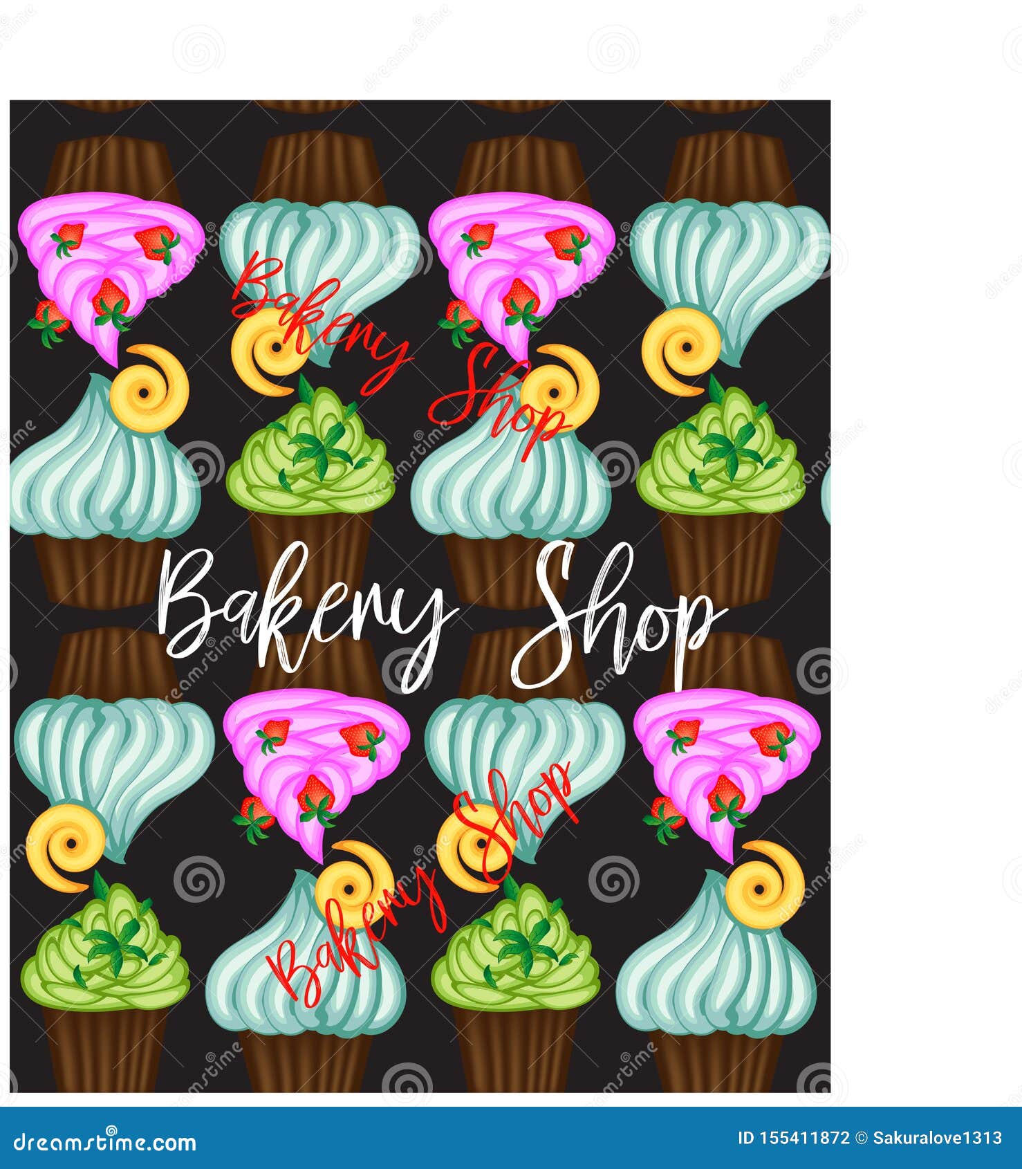 Download Muffin Or Cake With Cream And Cherry. Colored Flat ...