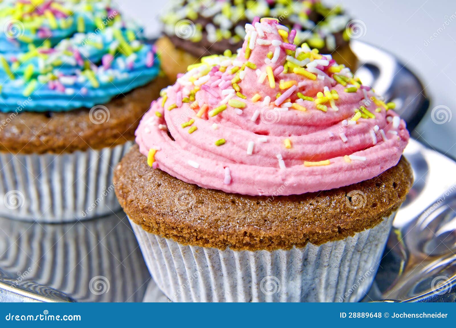 Muffin Decorated with Pink Cream Stock Photo Image of dessert, dough