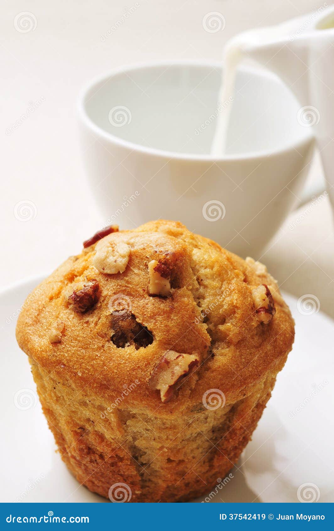 Muffin and milk stock image. Image of breakfast, latte 37542419