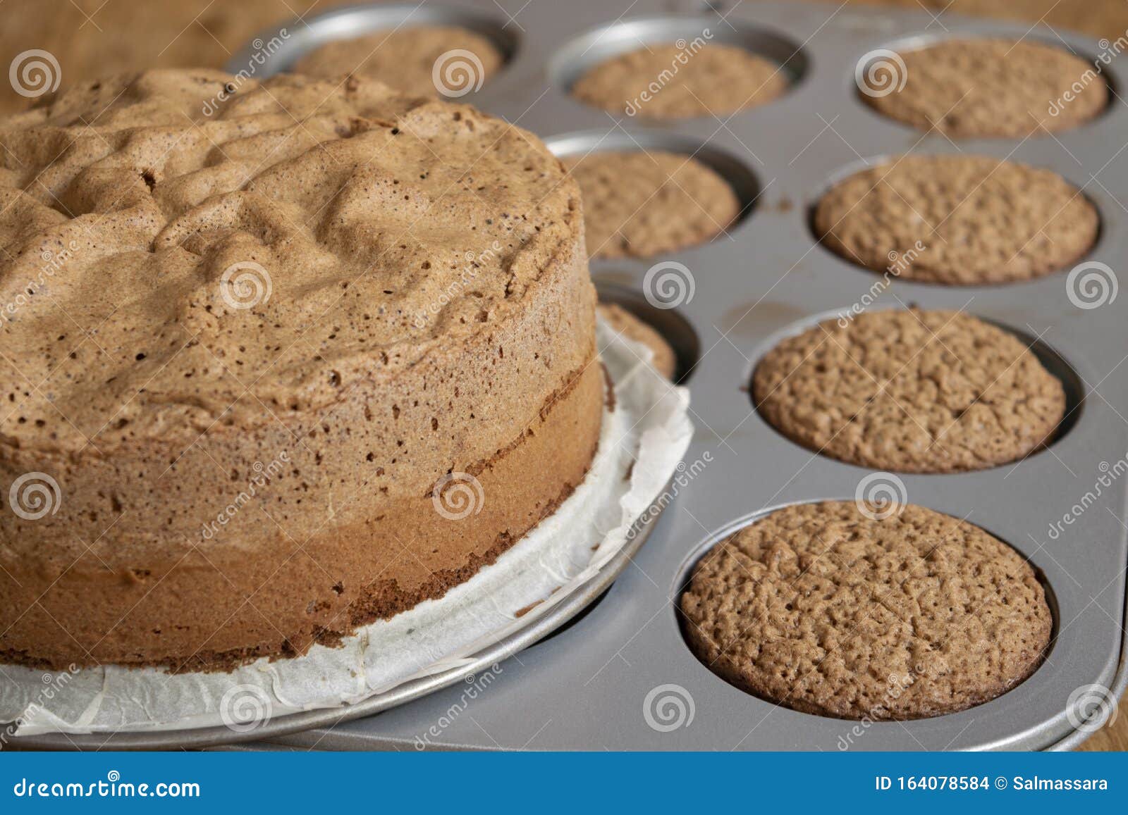Muffins and Chocolate Sponge Cake Stock Photo Image of home