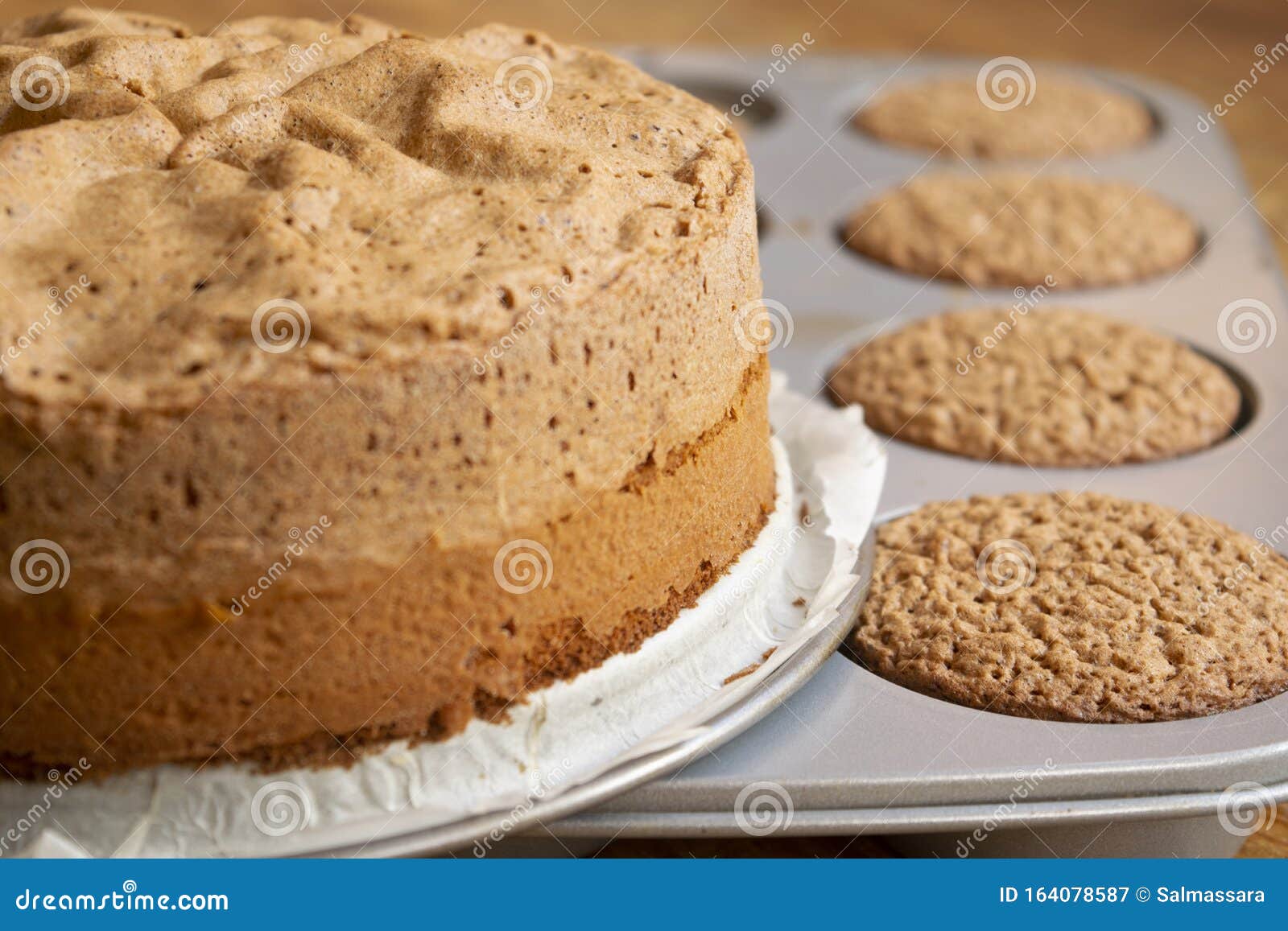 Muffins and Chocolate Sponge Cake Stock Image Image of home, sponge
