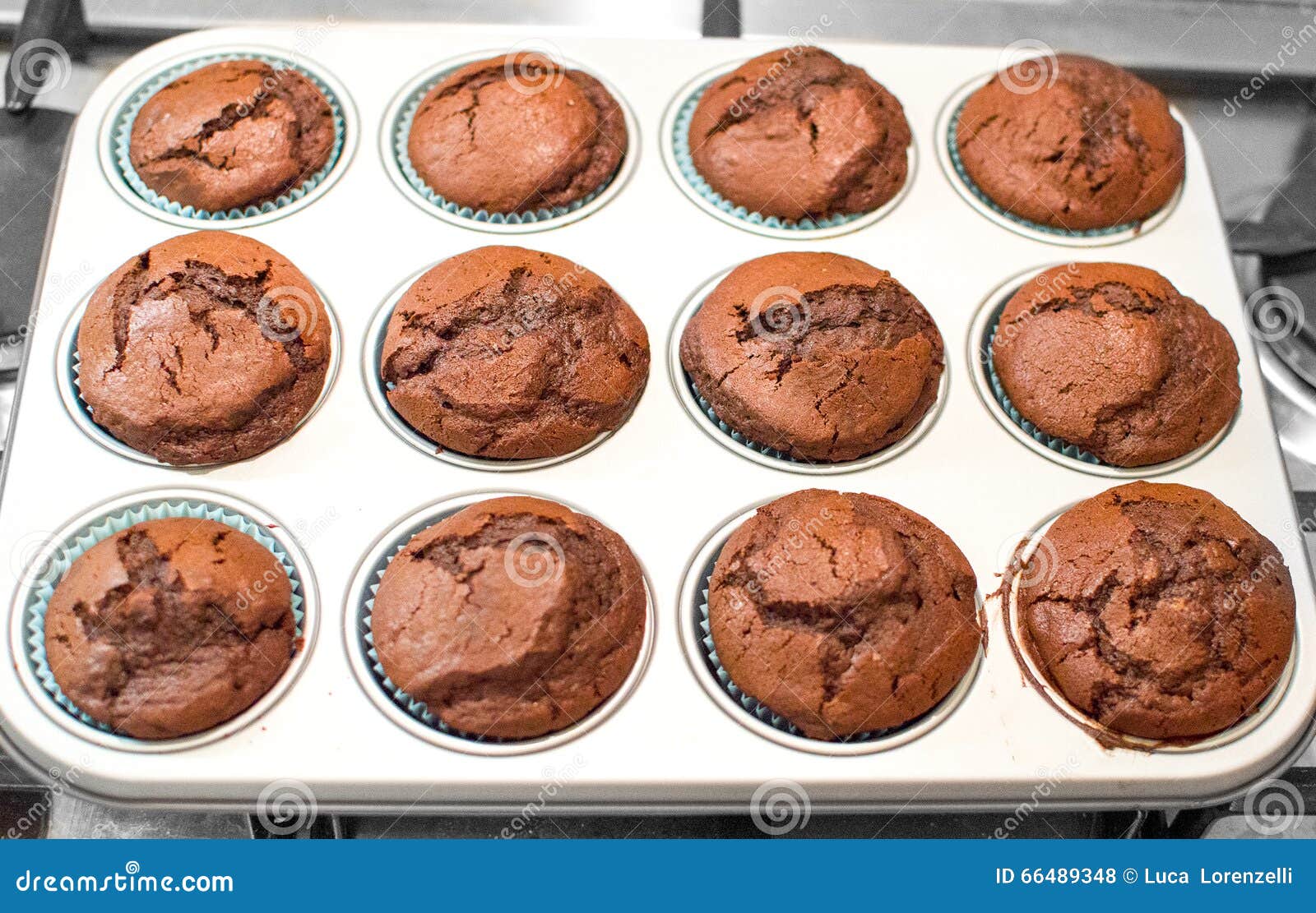 Muffins Dark Chocholate Baking Tin Pan Grey Stock Photo Image of