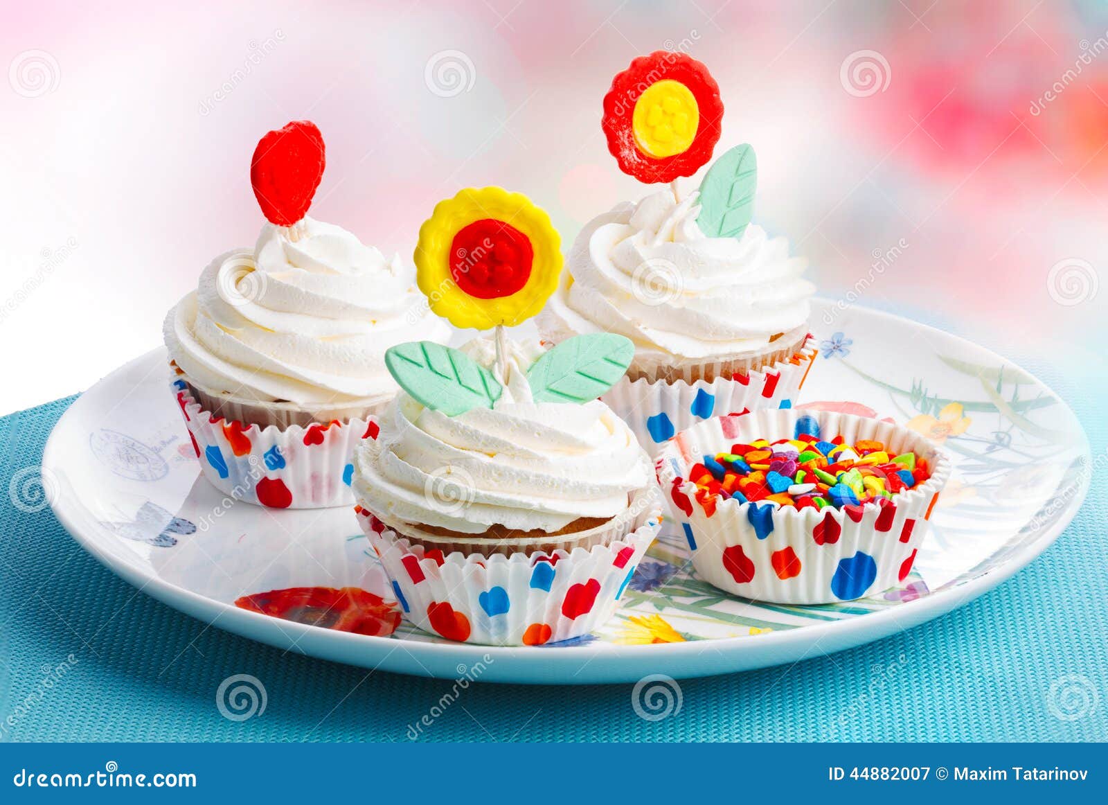 Muffins decorated stock image. Image of delicious, cupcakes 44882007