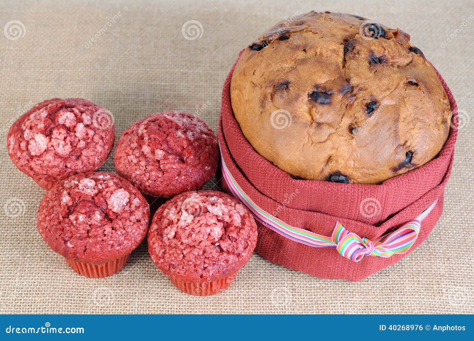 Muffins stock photo. Image of bake, pink, burlap, cover 40268976