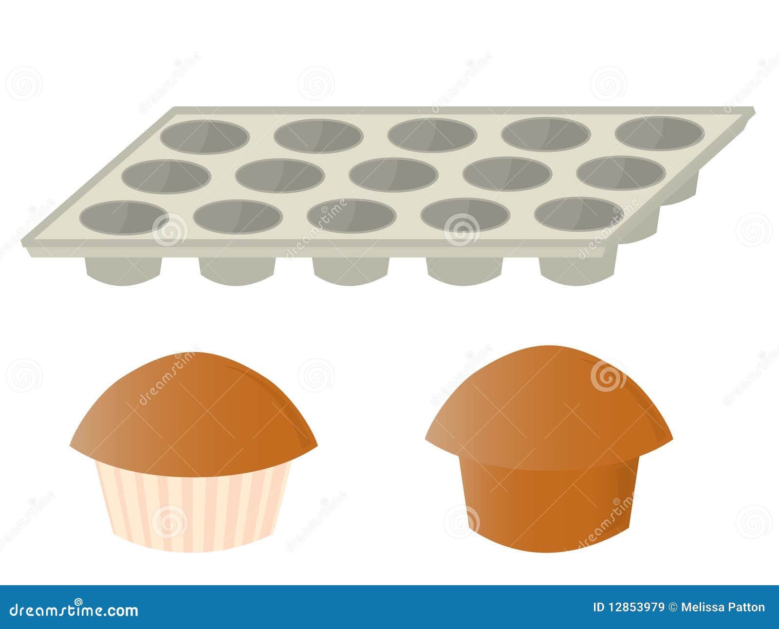 Muffins and pan stock illustration. Illustration of baked 12853979
