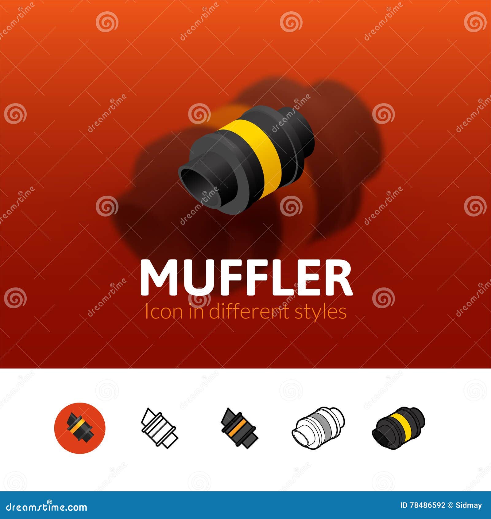 Muffler Icon in Different Style Stock Vector Illustration of sign