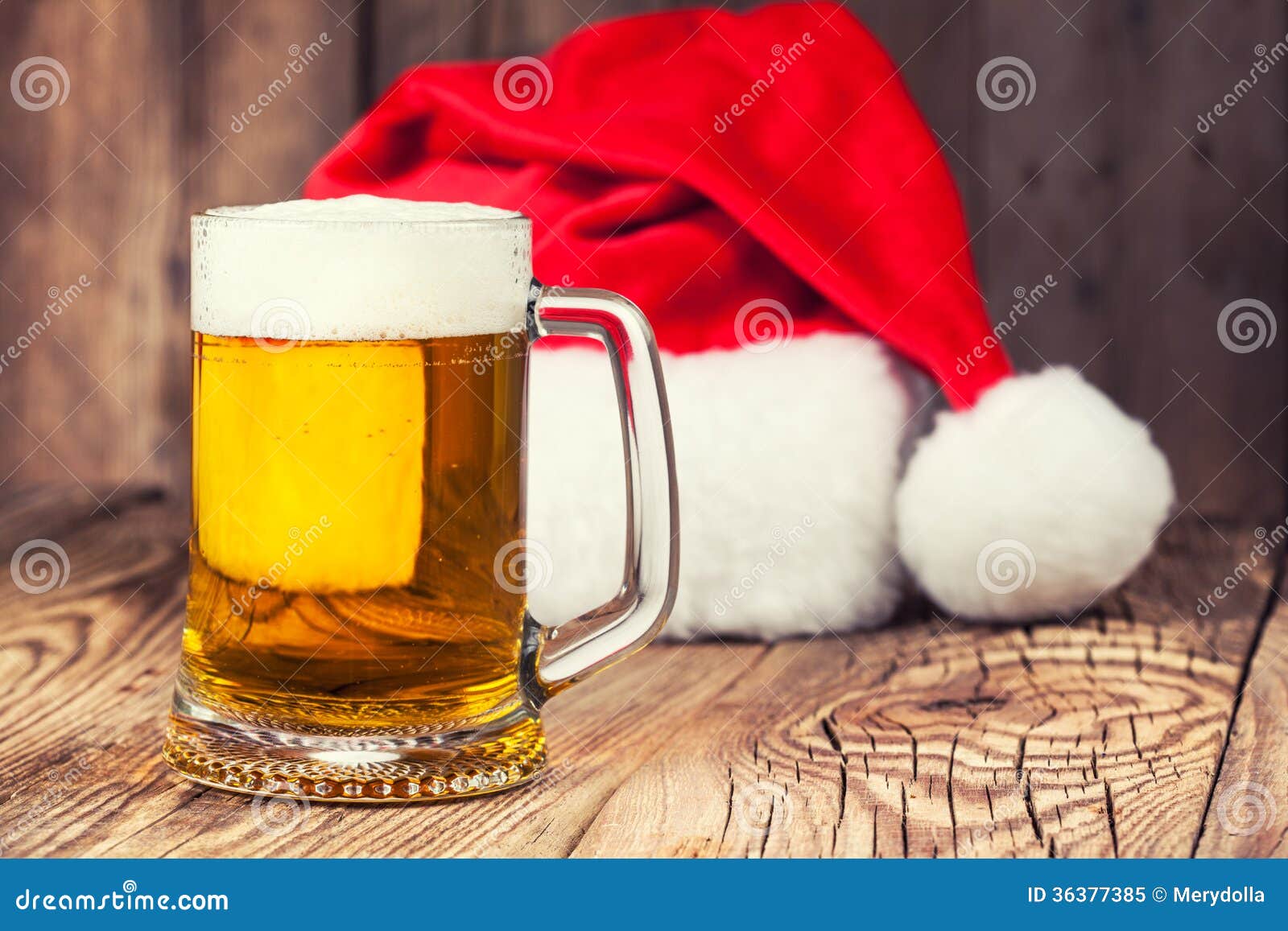 Mug of Beer with Santa S Hat Stock Image Image of celebration, creativity 36377385