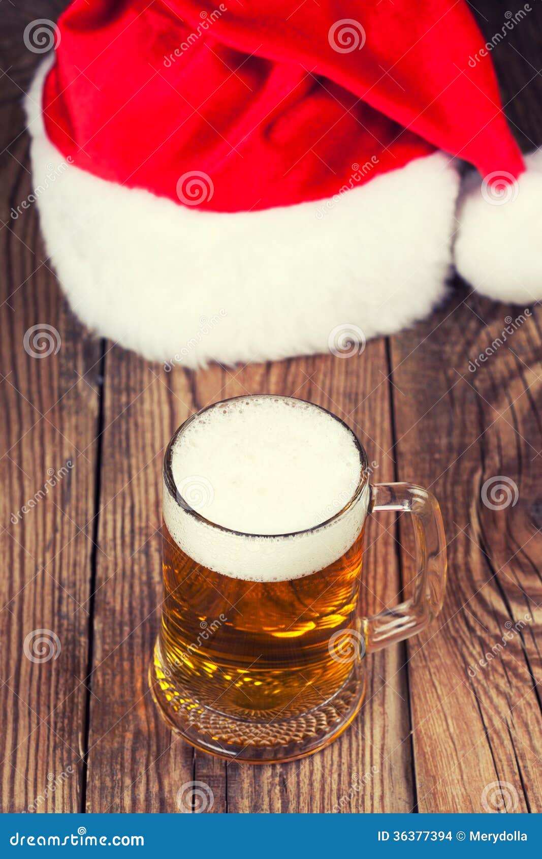 Mug of Beer with Santa S Hat Stock Photo Image of christmas, refreshment 36377394