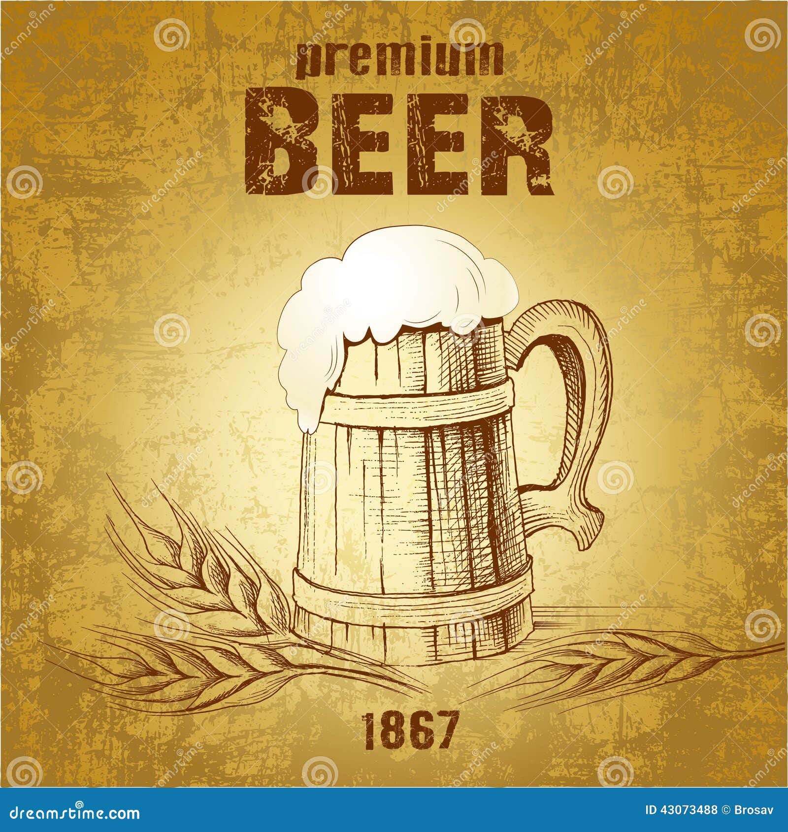 Mug of beer. vintage mug stock vector. Illustration of beer - 43073488