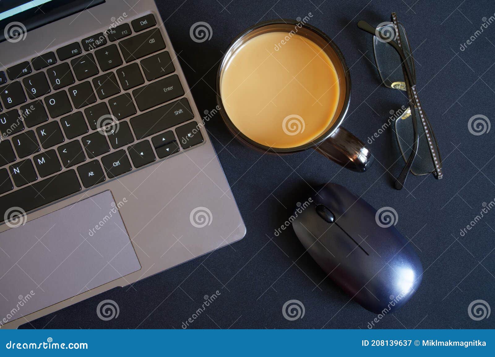 https://thumbs.dreamstime.com/z/mug-coffee-milk-glasses-modern-laptop-ultrabook-computer-mouse-lie-black-background-large-pad-coworking-work-208139637.jpg