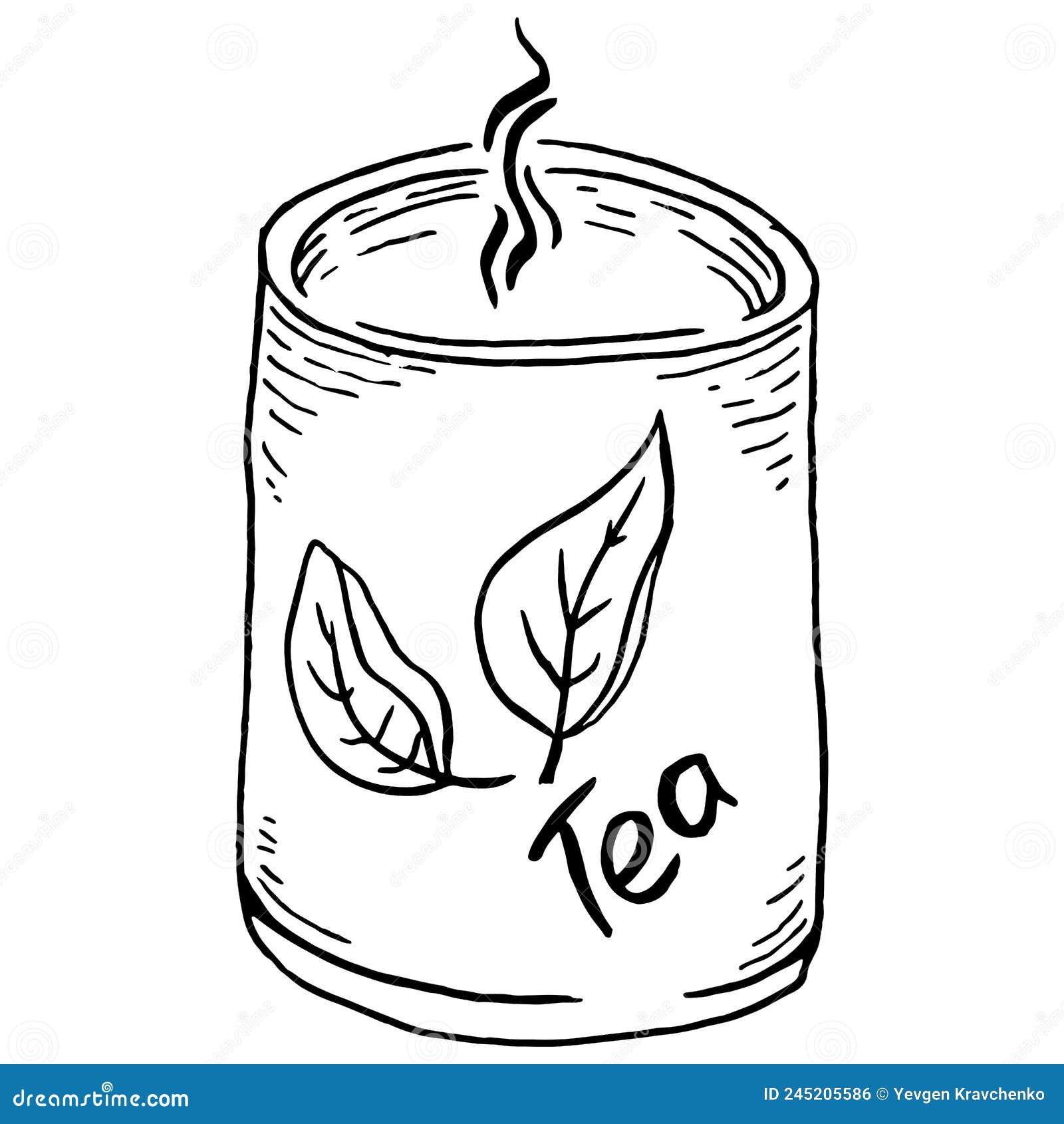 Mug with Tea Sketch Drawing. Vector of a Mug Tea Stock Vector