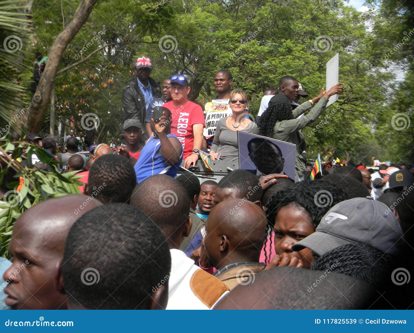 Anti Mugabe Demostrators In Zimbabwe Editorial Stock Image Image Of Zimbabwean Flag 117825539 