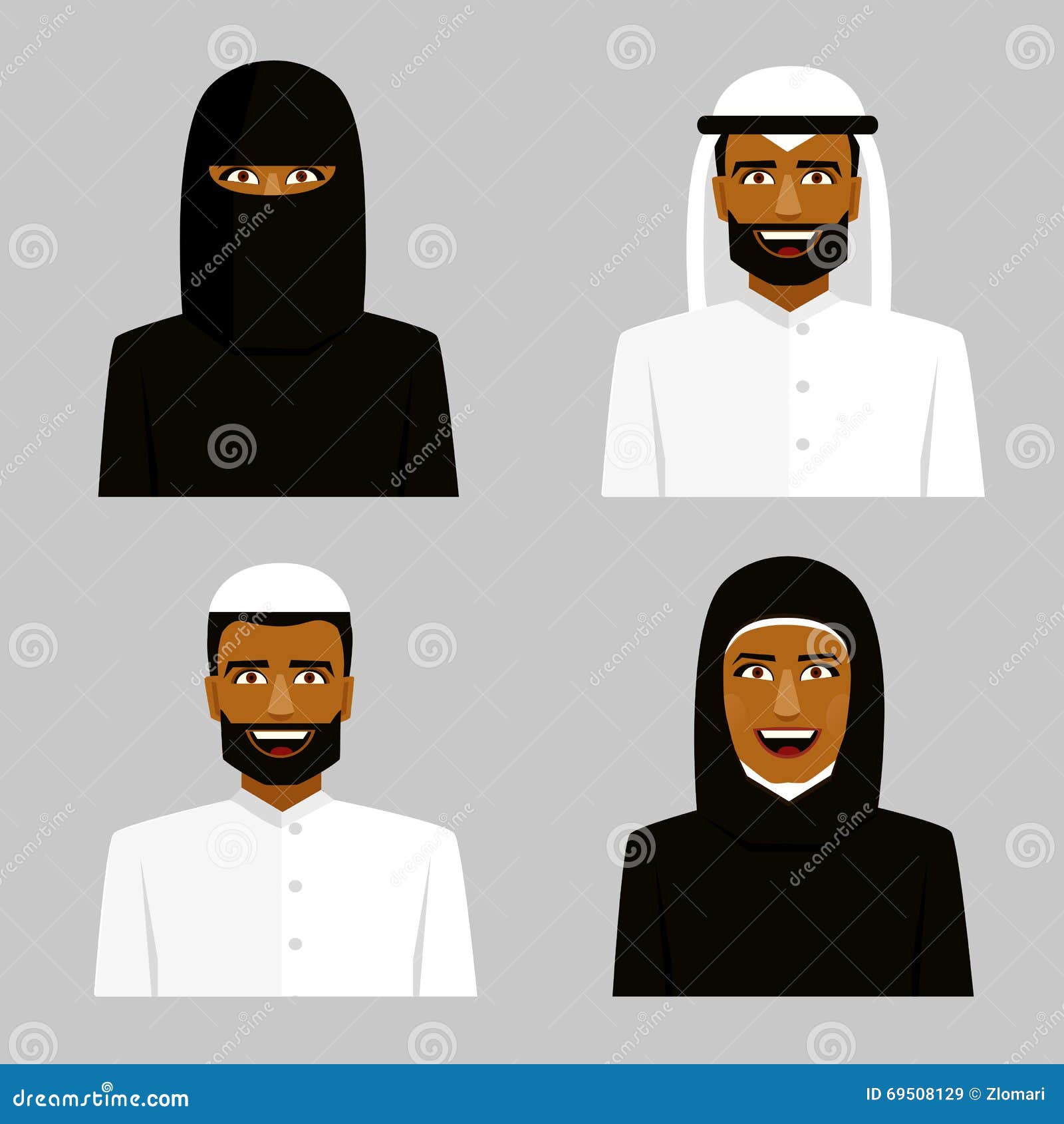 Mujer árabe Del Hombre Y Del árabe Hijab Ropa árabe Tradicional Ilustración del Vector - Ilustración de ropas, pista: 69508129