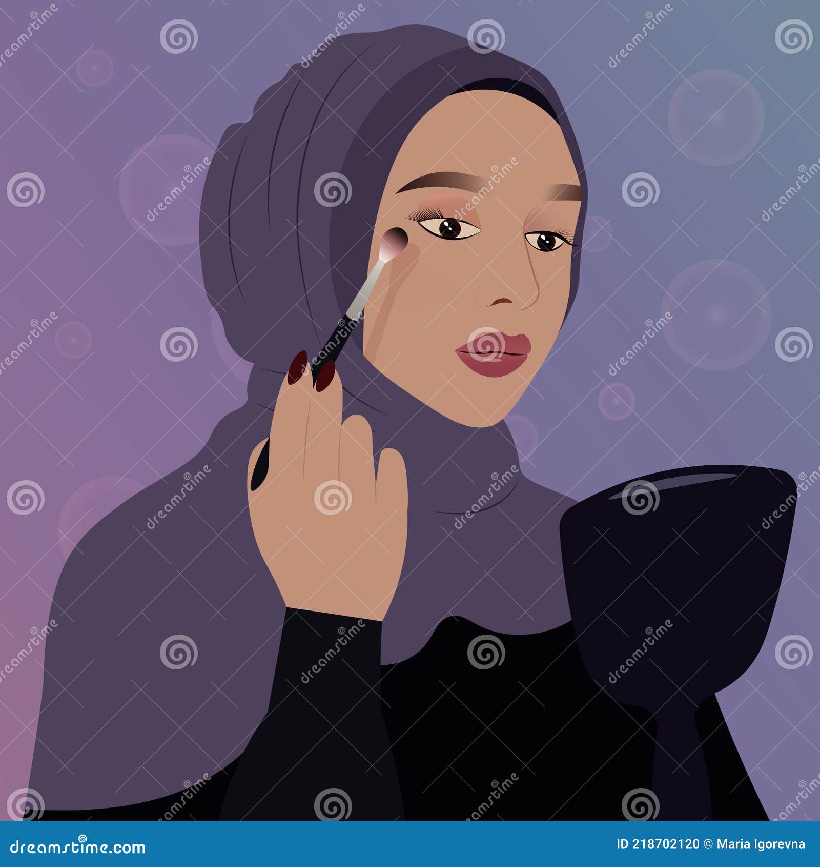 Mujer árabe En Hijab Poner Maquillaje De Uae Chica Musulmana Belleza Cosmética Vector Ilustración Ilustración del Vector - Ilustración de dubai, vivo: 218702120
