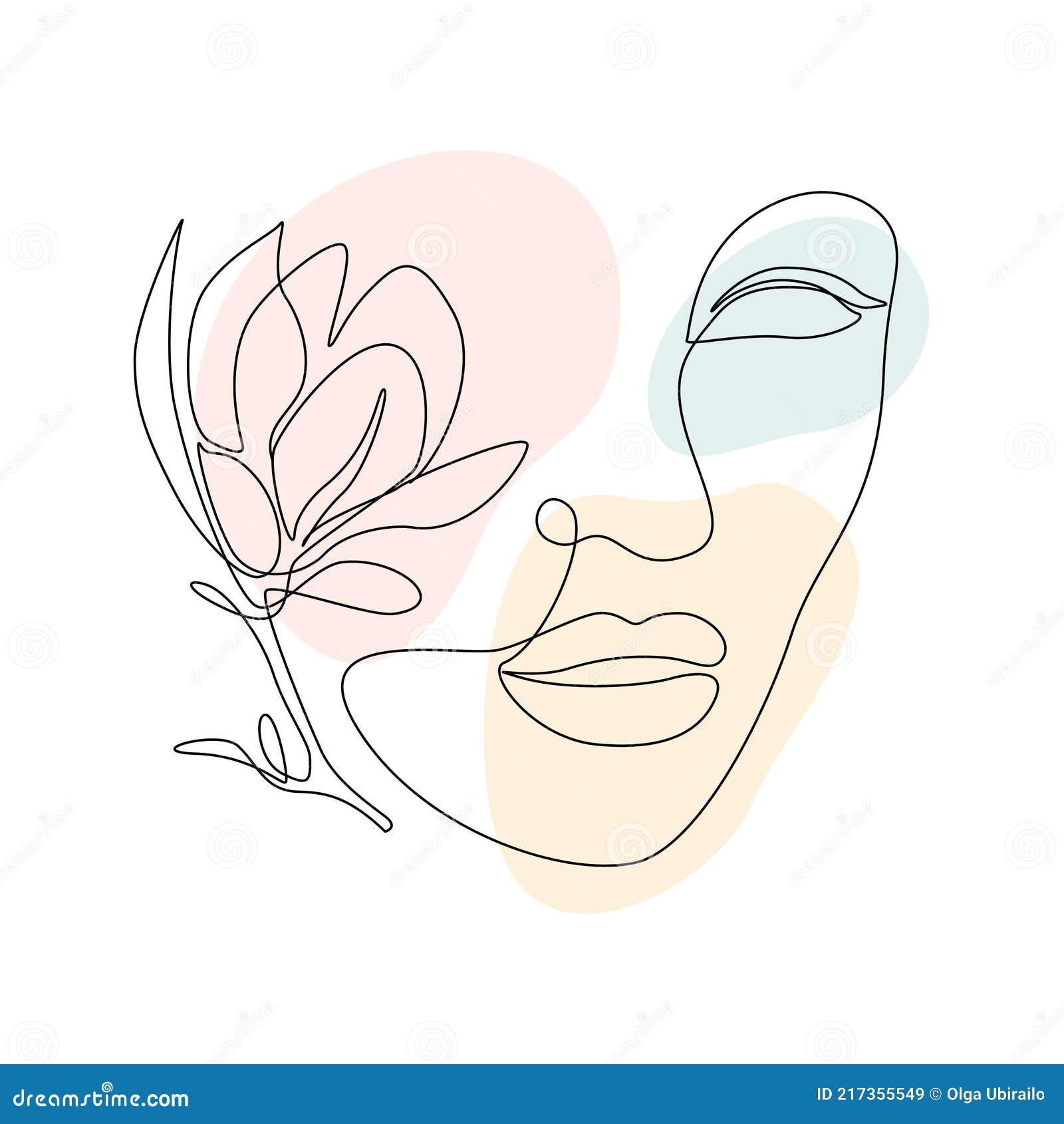 Mujer Cara Con Flor De Magnolia En Línea Continua Dibujo. Hermoso Retrato  En Estilo Lineart Aislado En Blanco Ilustración del Vector - Ilustración de  silueta, muchacha: 217355549