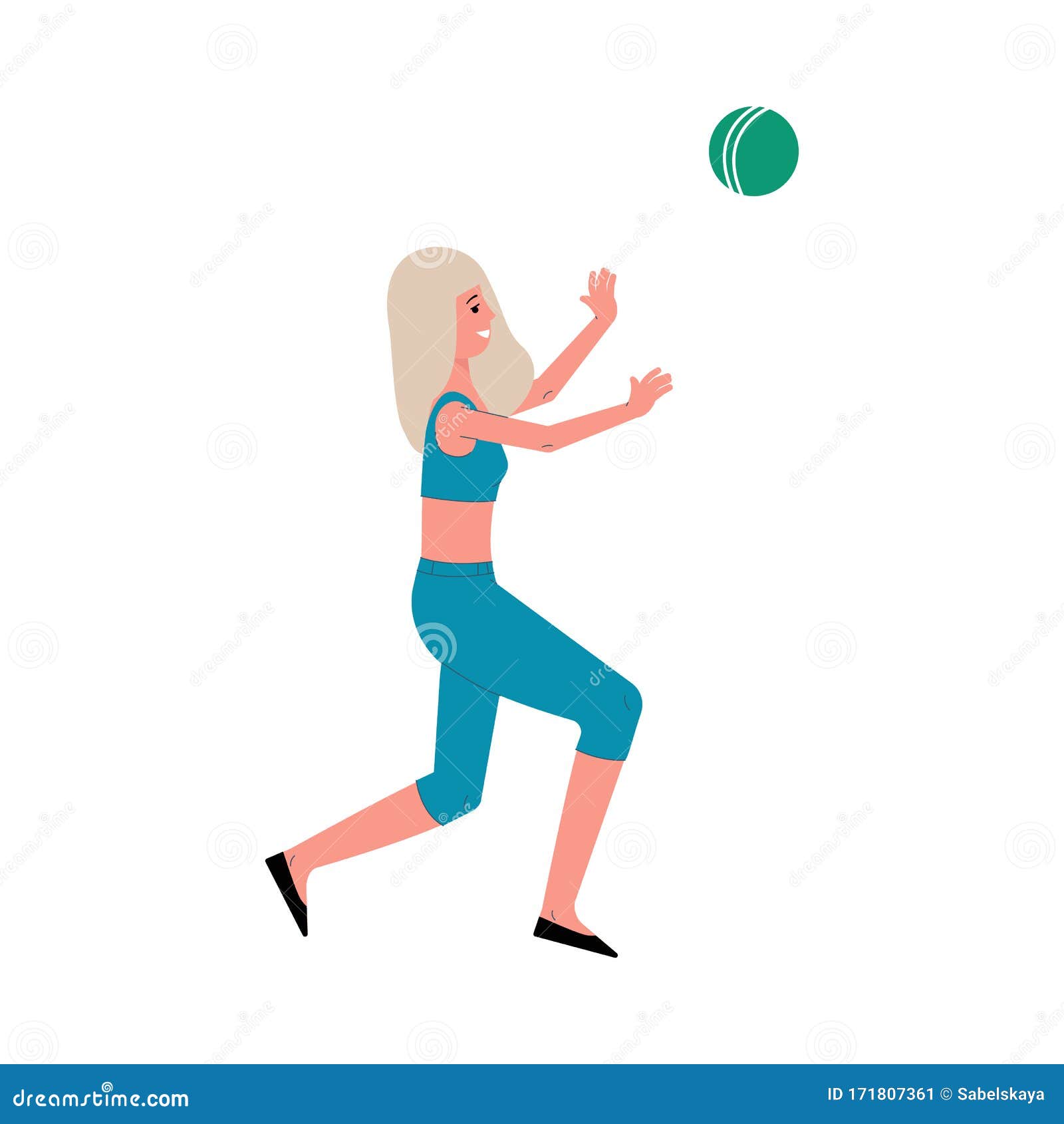 Mujer Caricaturista Jugando Volleball - Chica Rubia Corriendo Para Atrapar  Un Balón Ilustración del Vector - Ilustración de aislado, corriendo:  171807361